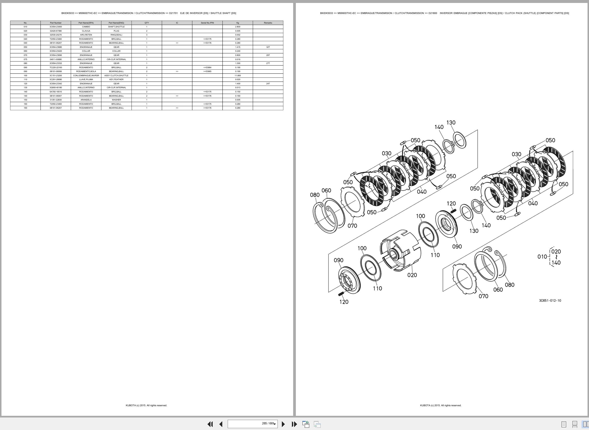 Kubota Tractor M9960DTHC EC Spare Parts Catalog EN ES (2)