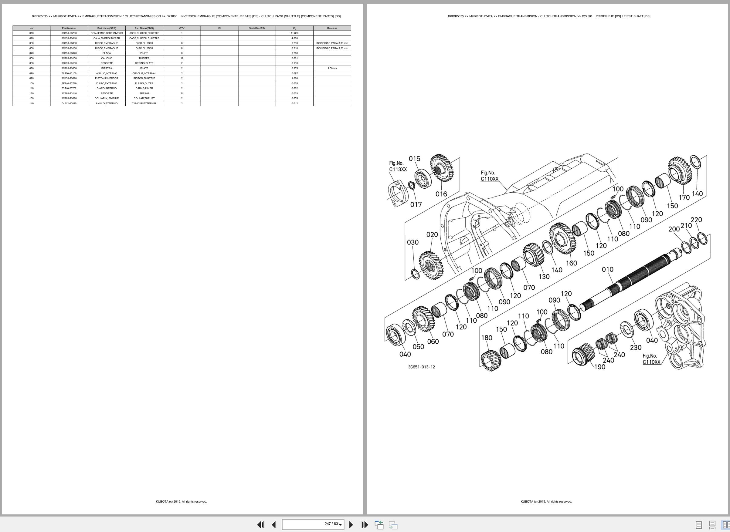 Kubota Tractor M9960DTHC ITA Spare Parts Catalog EN ES (2)