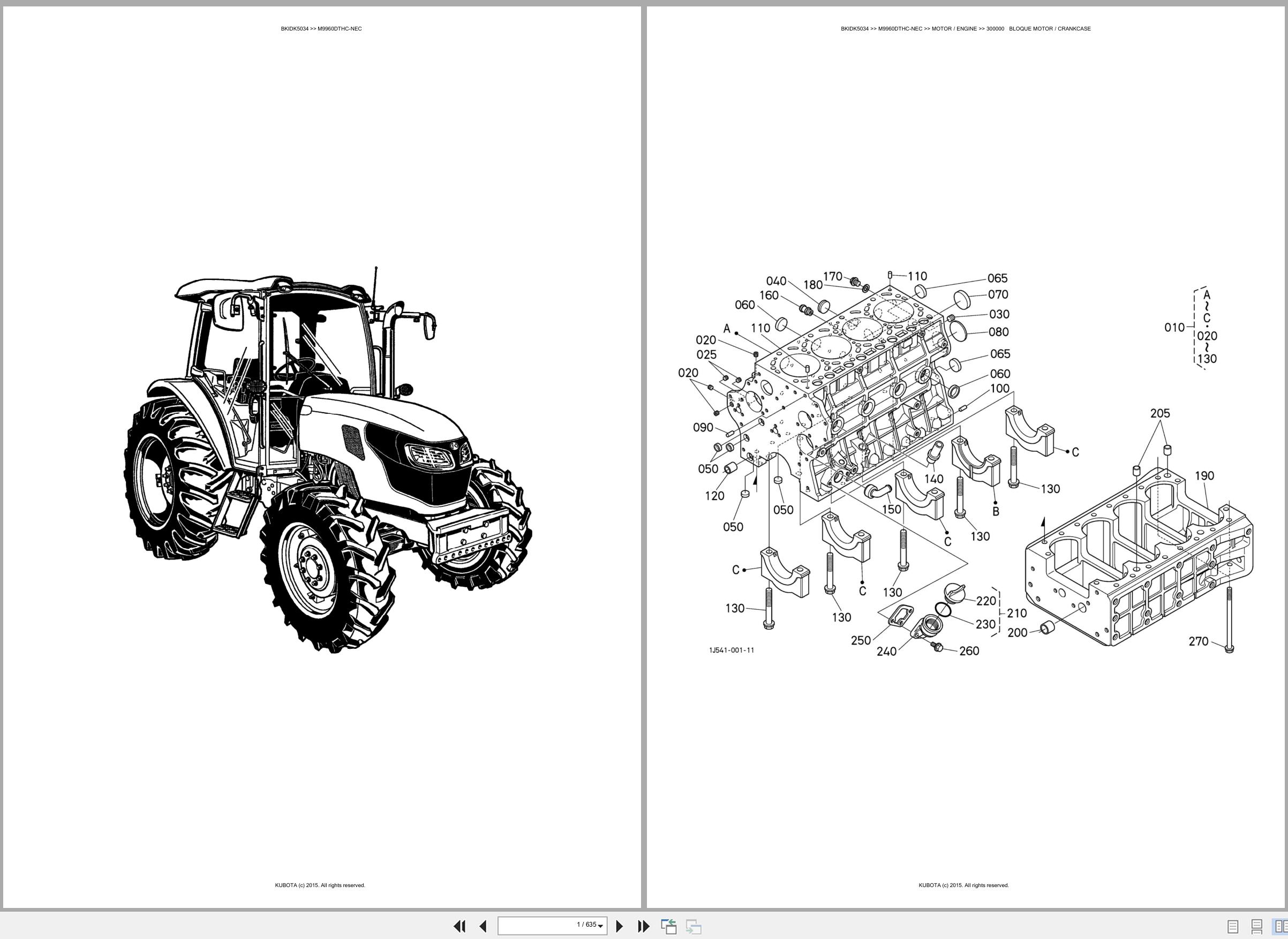 Kubota Tractor M9960DTHC NEC Spare Parts Catalog EN ES (1)