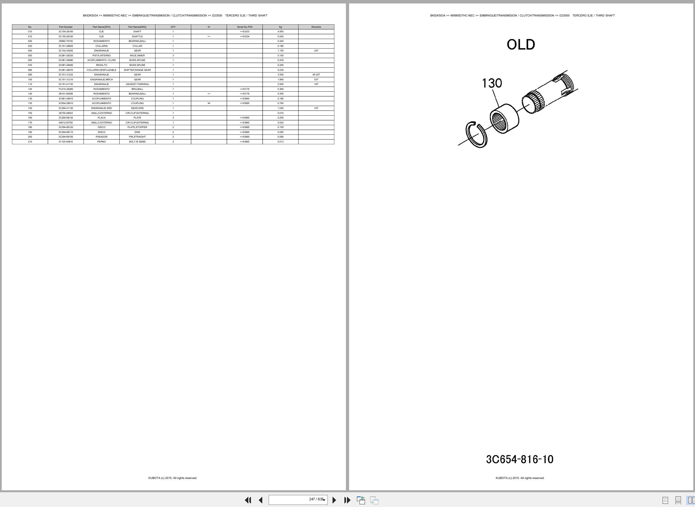 Kubota Tractor M9960DTHC NEC Spare Parts Catalog EN ES (2)