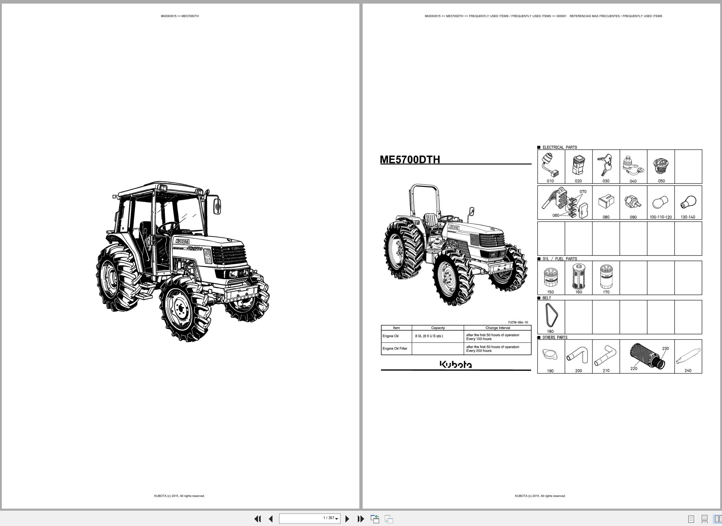 Kubota Tractor ME5700DTH Spare Parts Catalog EN ES (1)
