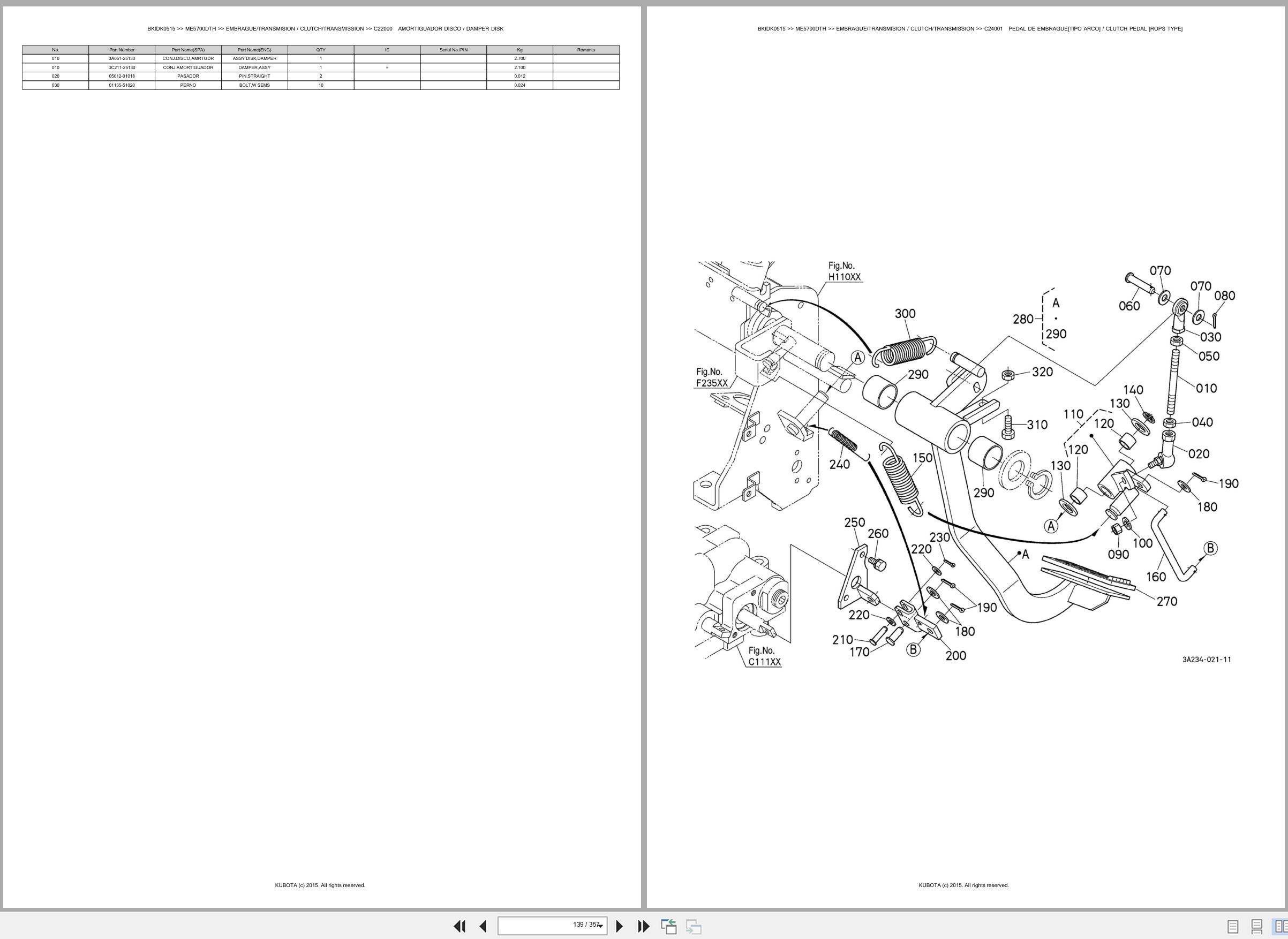 Kubota Tractor ME5700DTH Spare Parts Catalog EN ES (2)