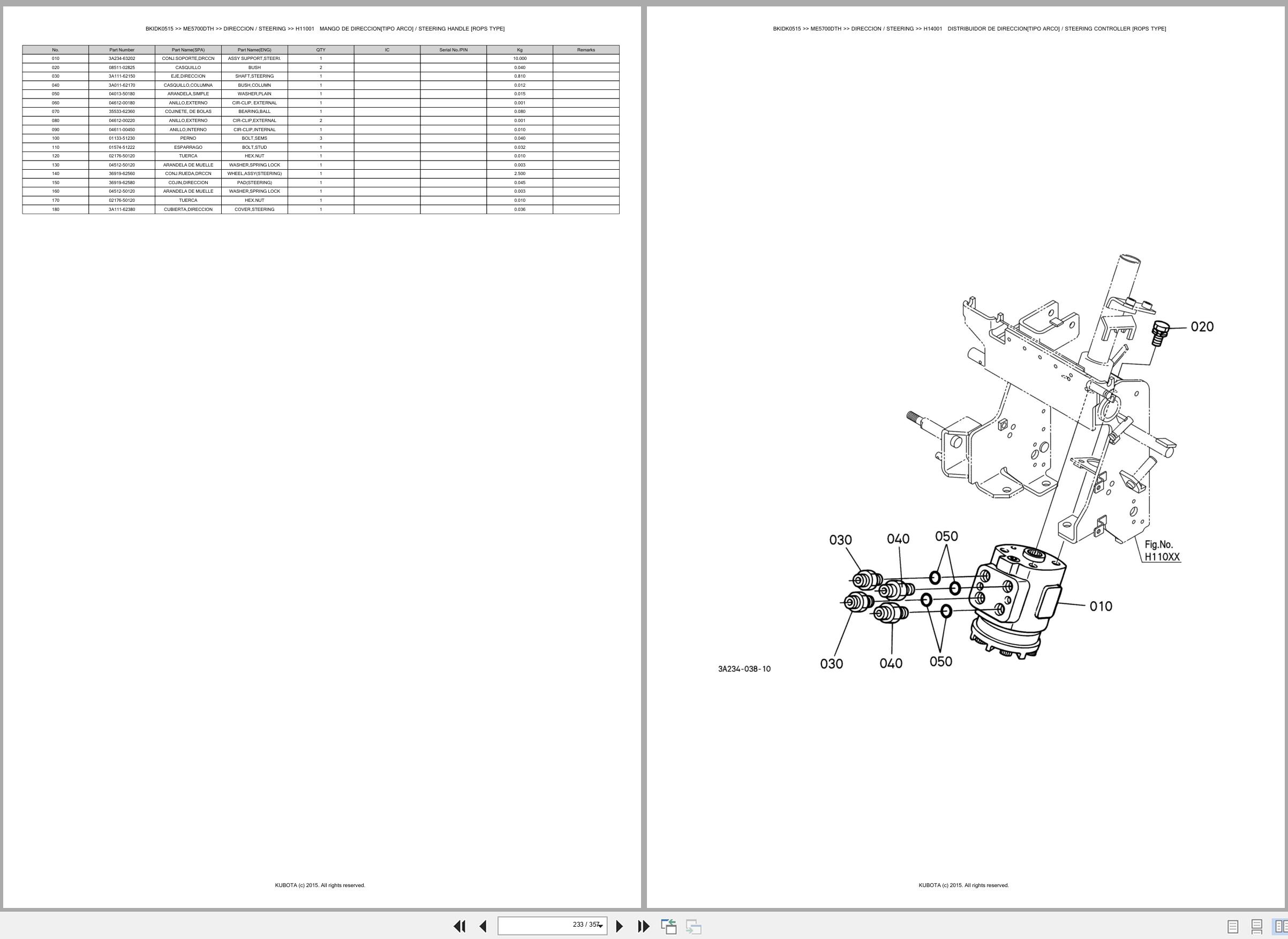 Kubota Tractor ME5700DTH Spare Parts Catalog EN ES (3)