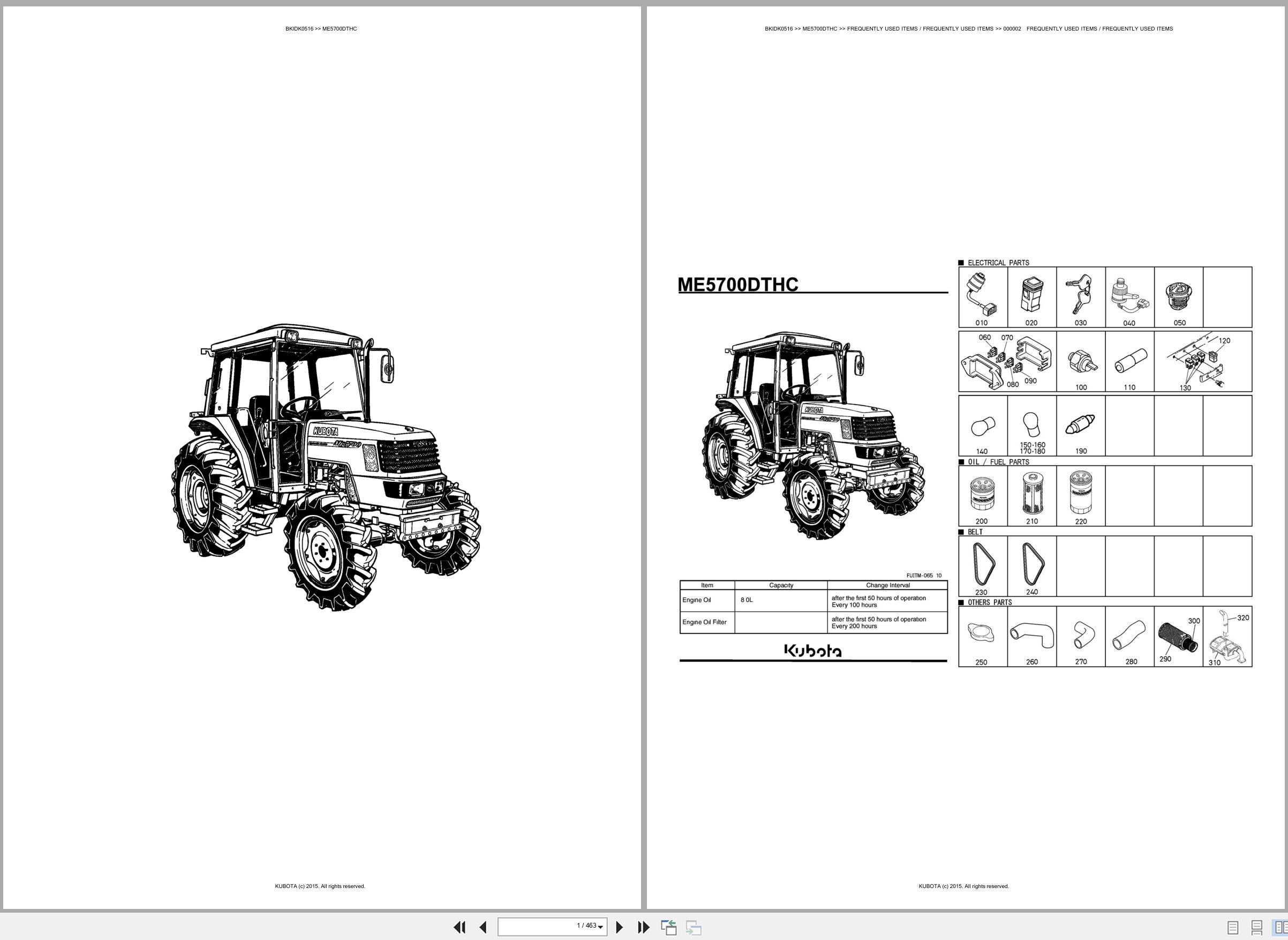Kubota Tractor ME5700DTHC Spare Parts Catalog EN ES (1)