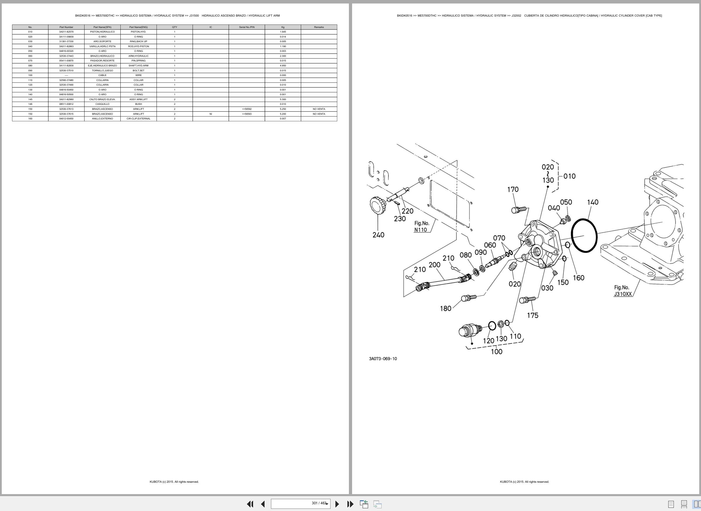 Kubota Tractor ME5700DTHC Spare Parts Catalog EN ES (3)