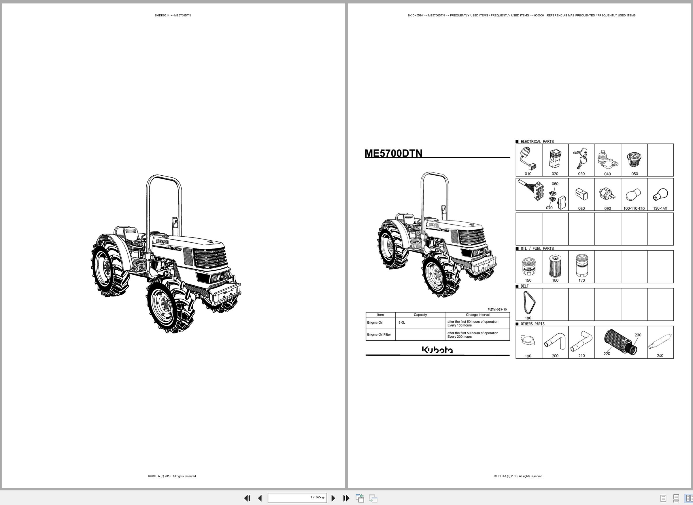 Kubota Tractor ME5700DTN Spare Parts Catalog EN ES (1)