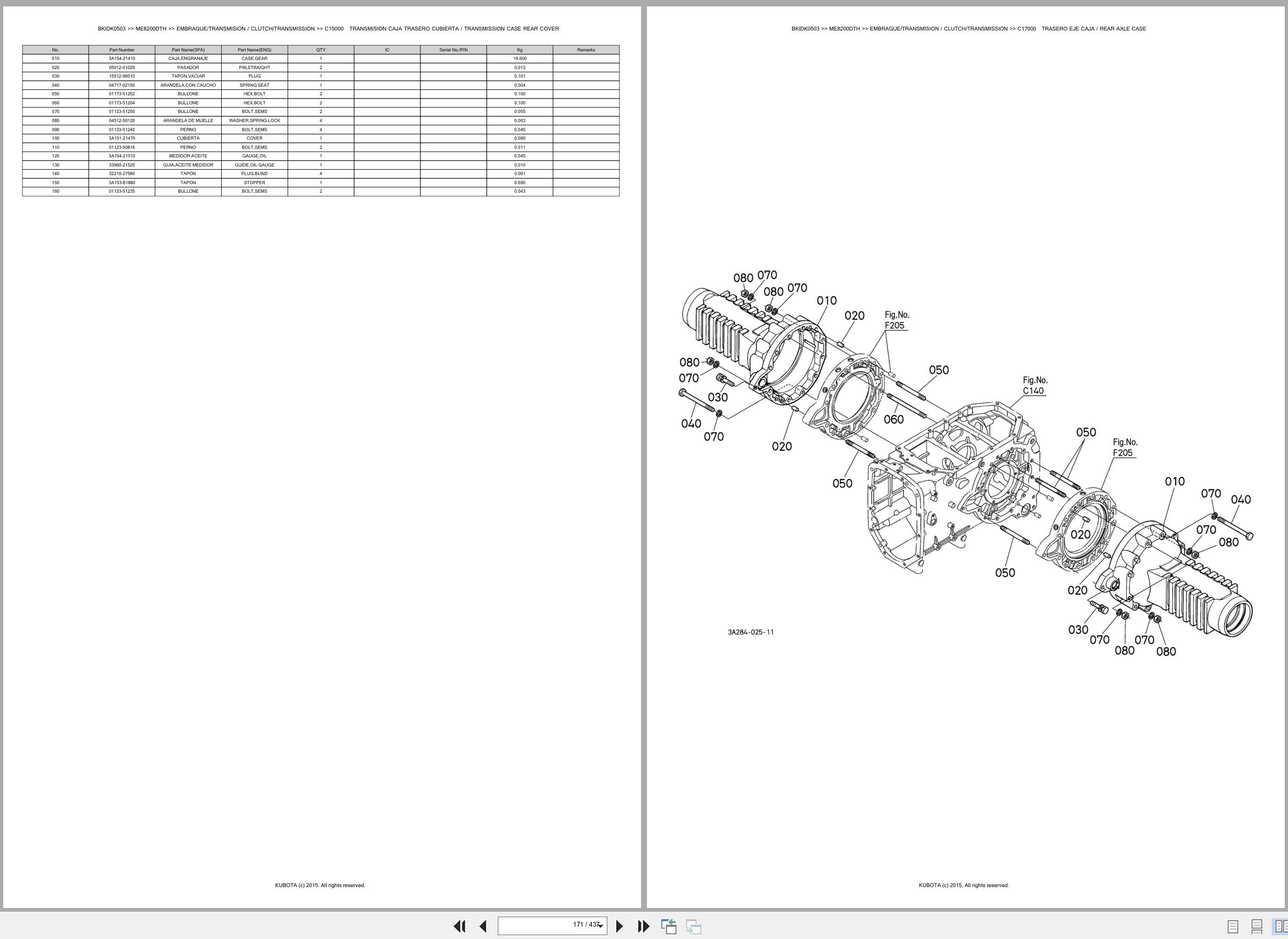 Kubota Tractor ME8200DTH Spare Parts Catalog EN ES (2)