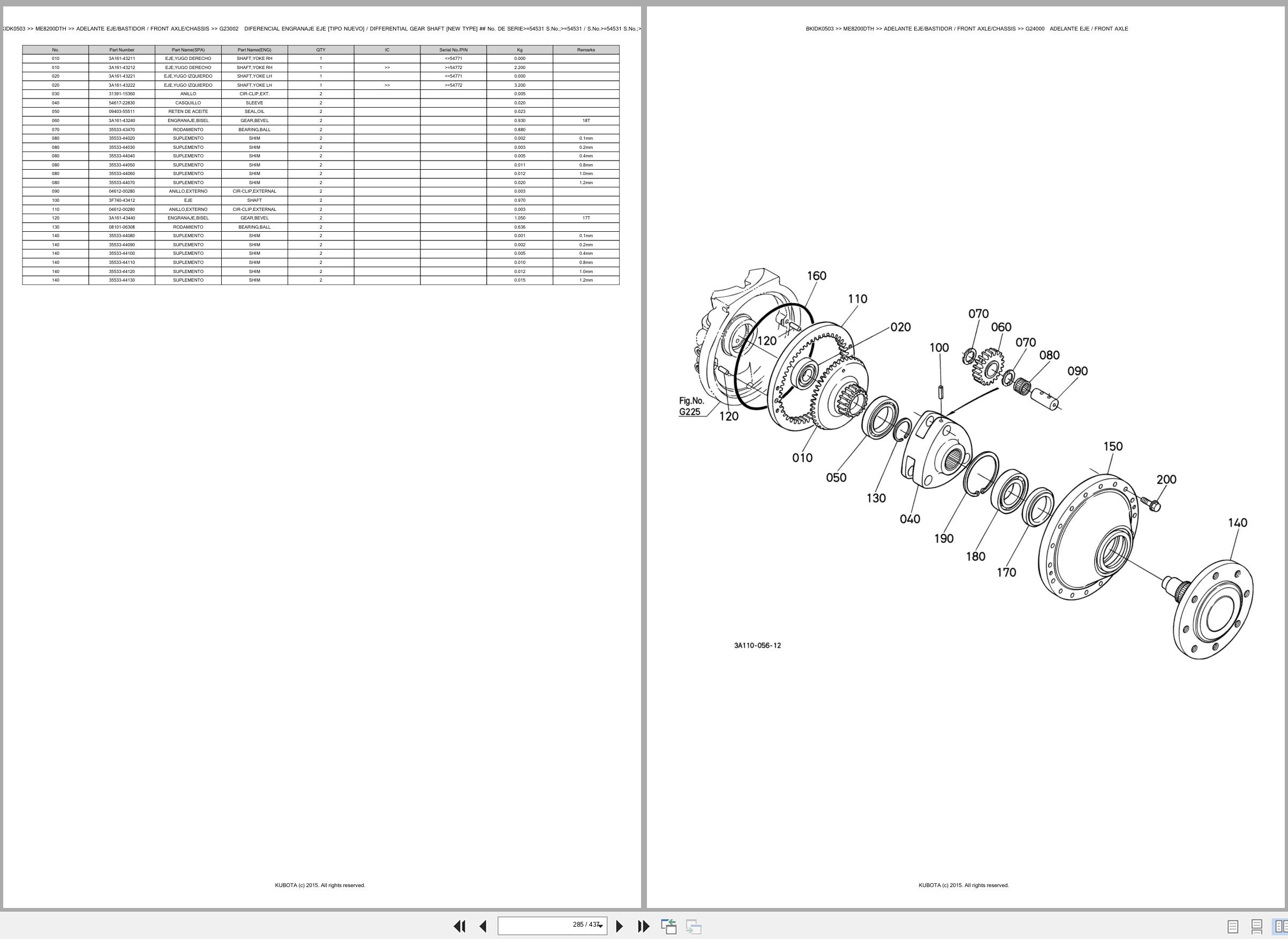 Kubota Tractor ME8200DTH Spare Parts Catalog EN ES (3)