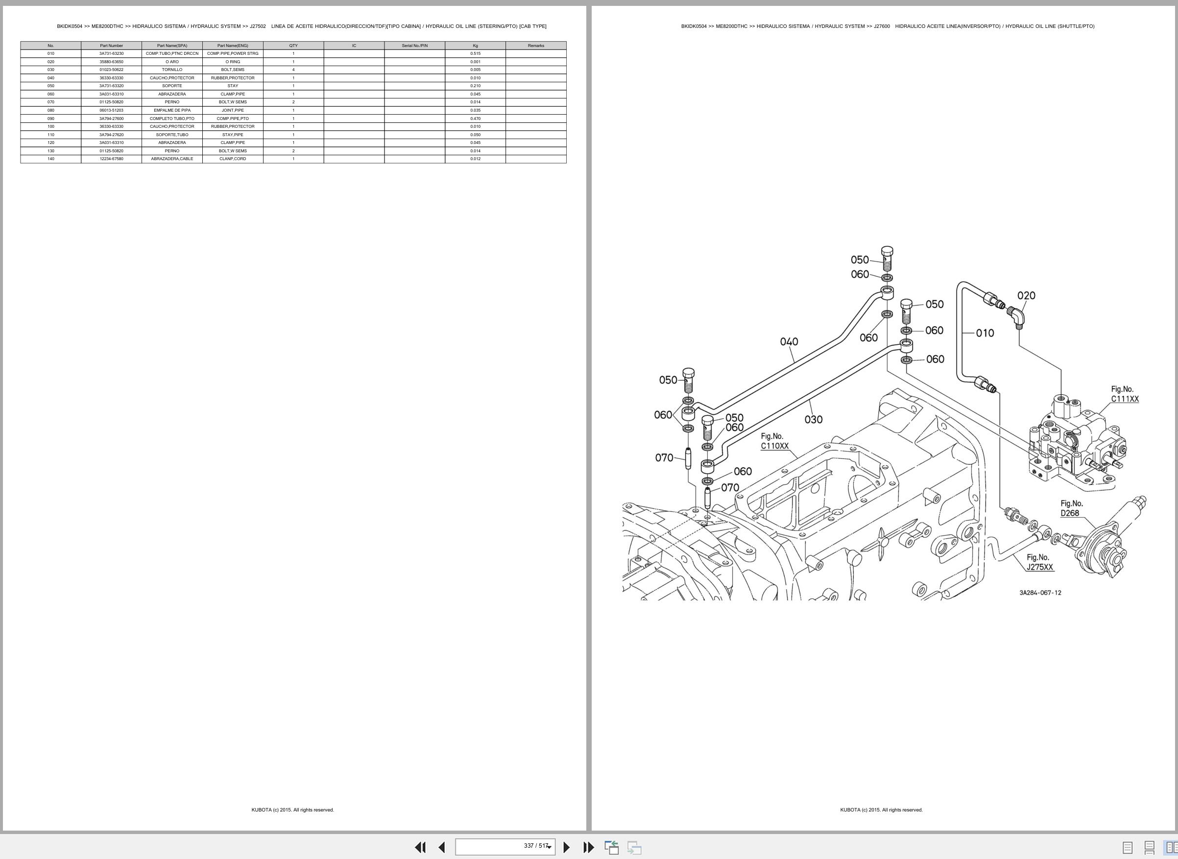Kubota Tractor ME8200DTHC Spare Parts Catalog EN ES (3)