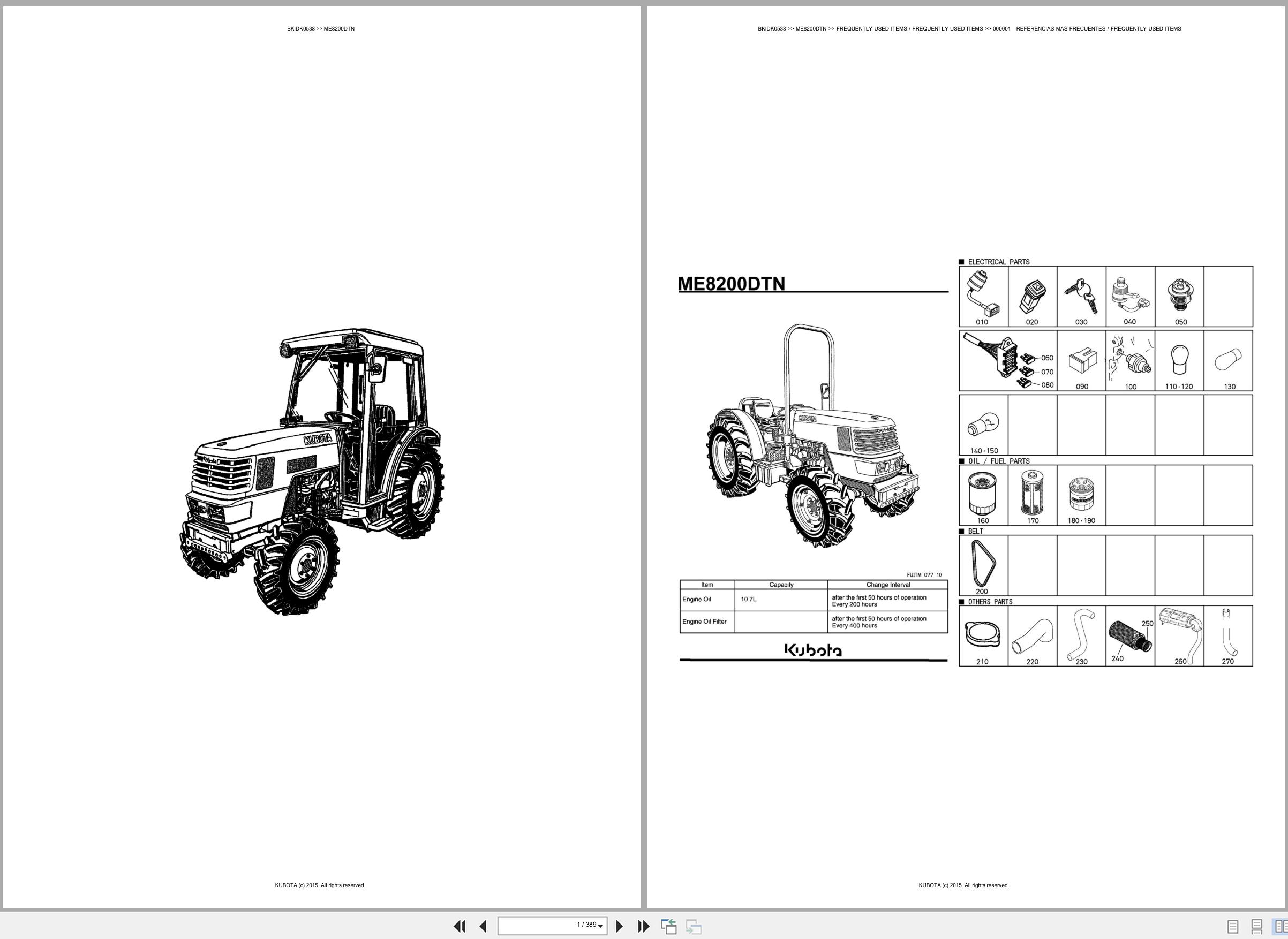 Kubota Tractor ME8200DTN Spare Parts Catalog EN ES (1)