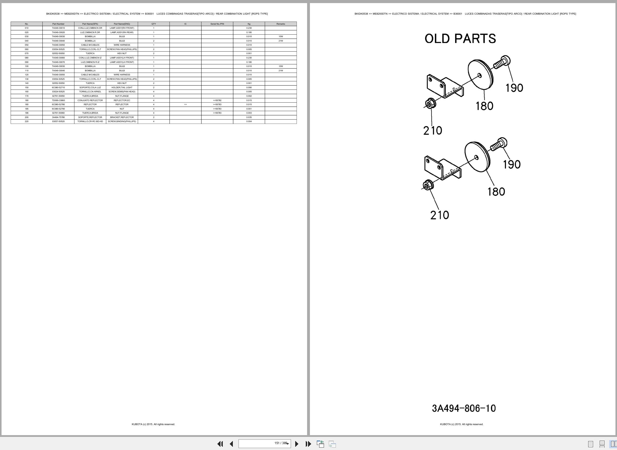 Kubota Tractor ME8200DTN Spare Parts Catalog EN ES (2)