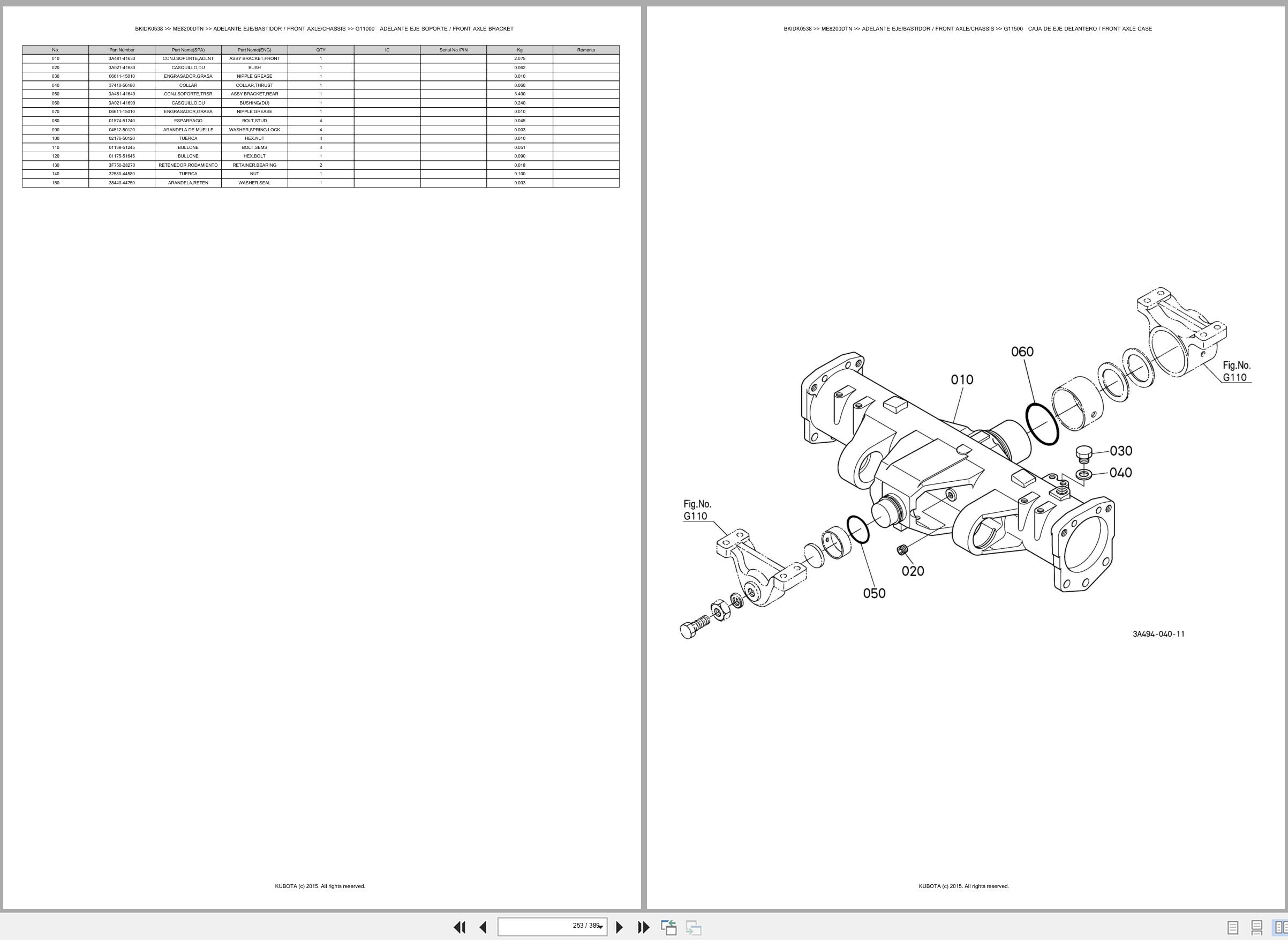 Kubota Tractor ME8200DTN Spare Parts Catalog EN ES (3)