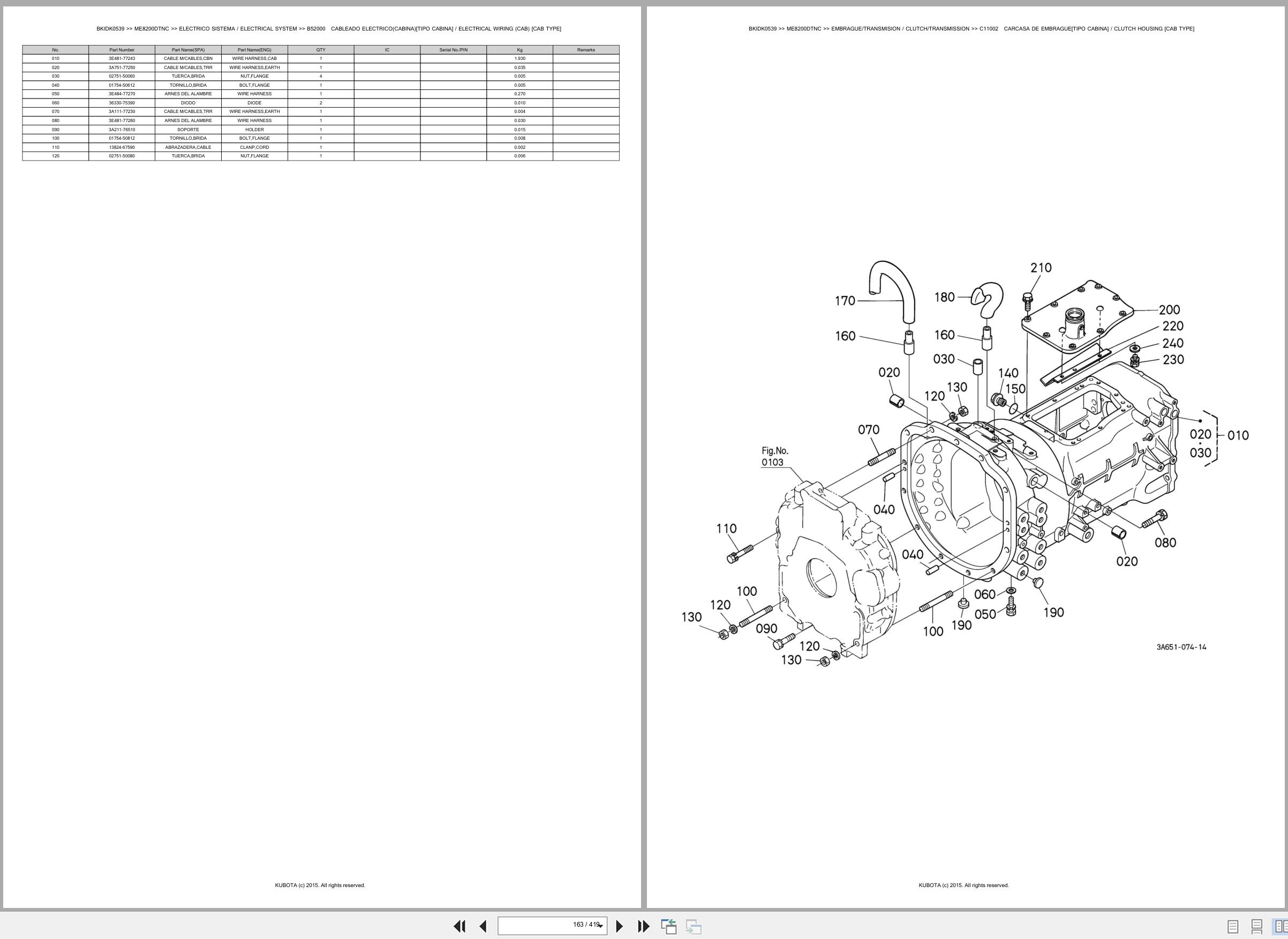 Kubota Tractor ME8200DTNC Spare Parts Catalog EN ES (2)