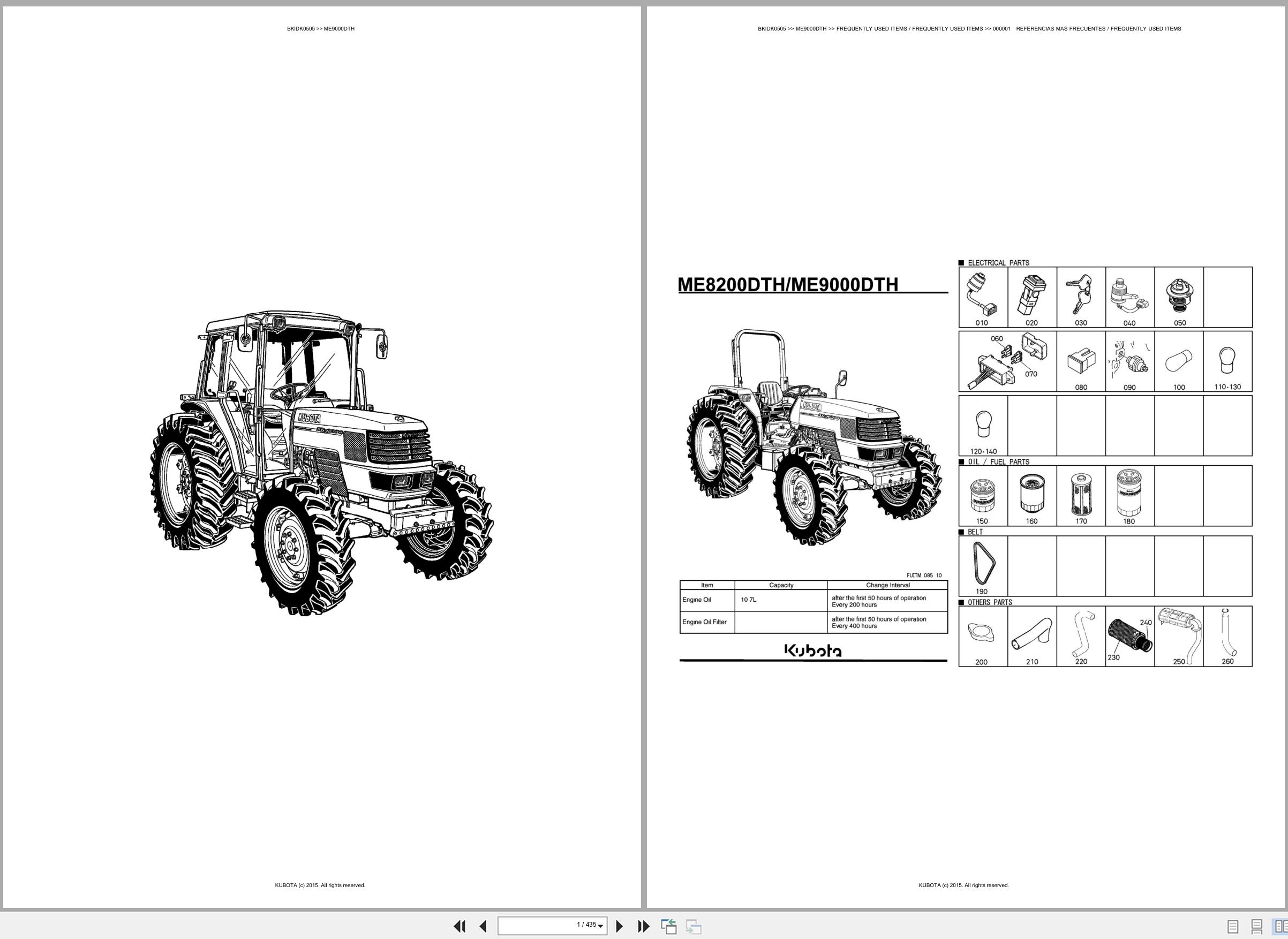 Kubota Tractor ME9000DTH Spare Parts Catalog EN ES (1)