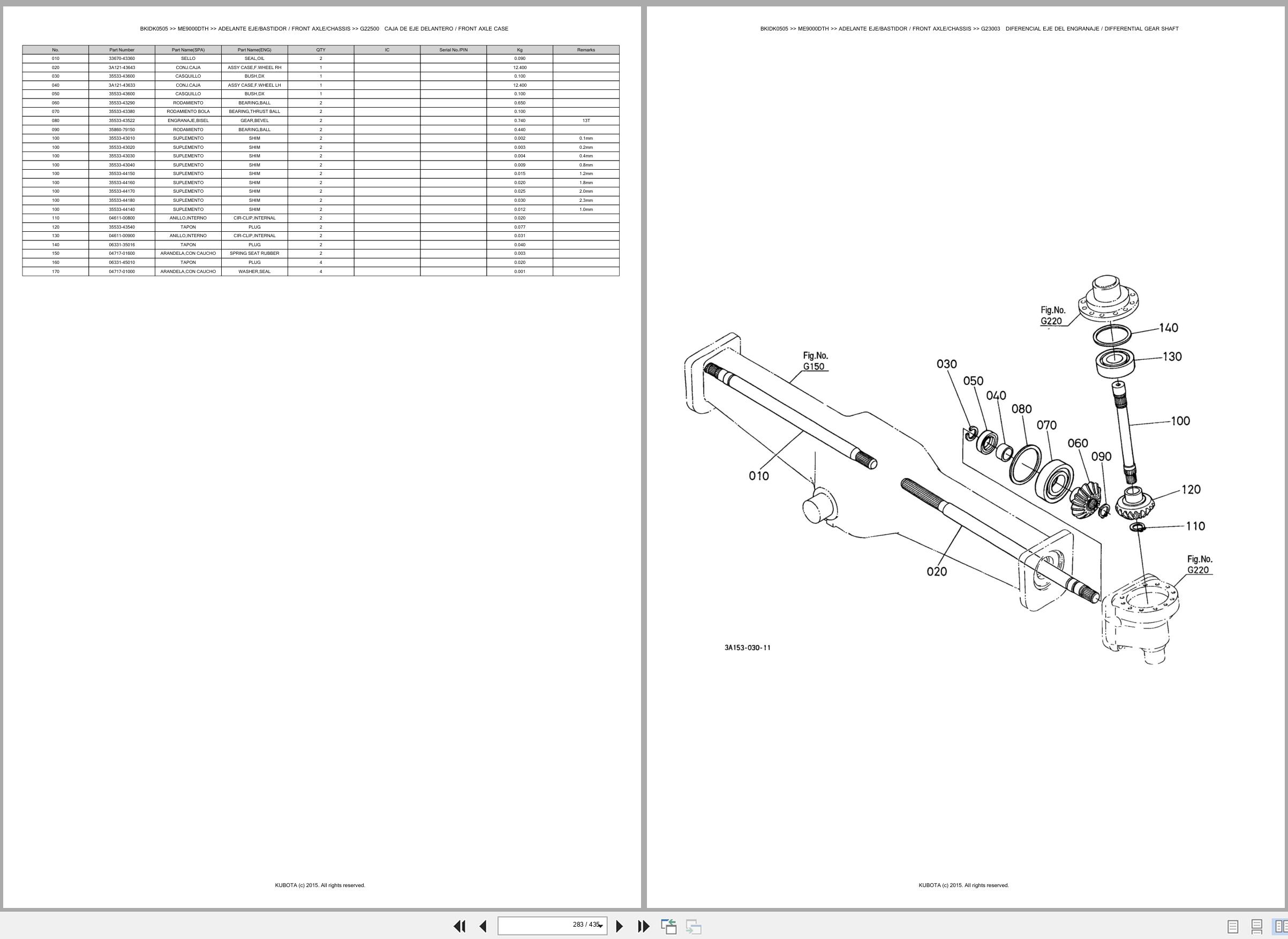 Kubota Tractor ME9000DTH Spare Parts Catalog EN ES (3)