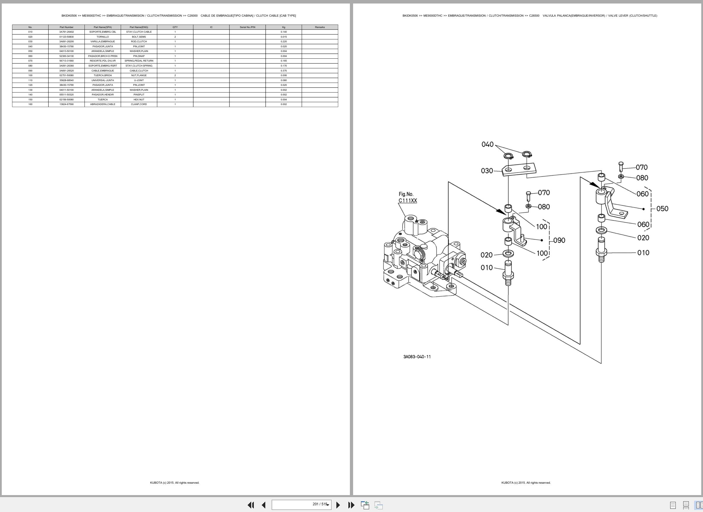 Kubota Tractor ME9000DTHC Spare Parts Catalog EN ES (2)
