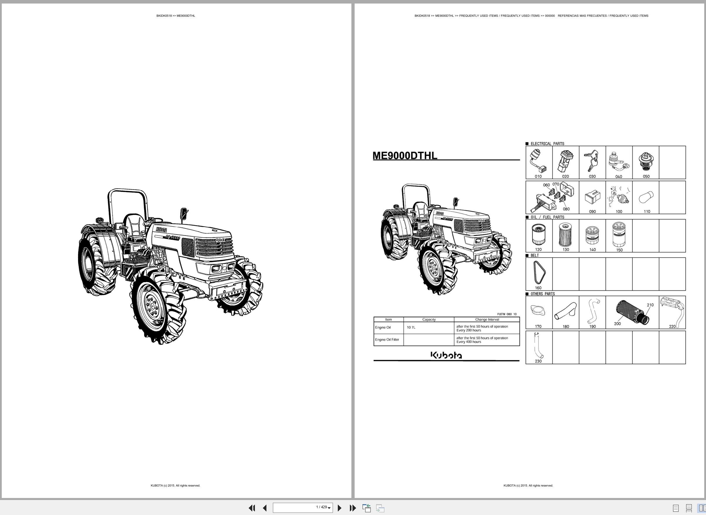 Kubota Tractor ME9000DTHL Spare Parts Catalog EN ES (1)