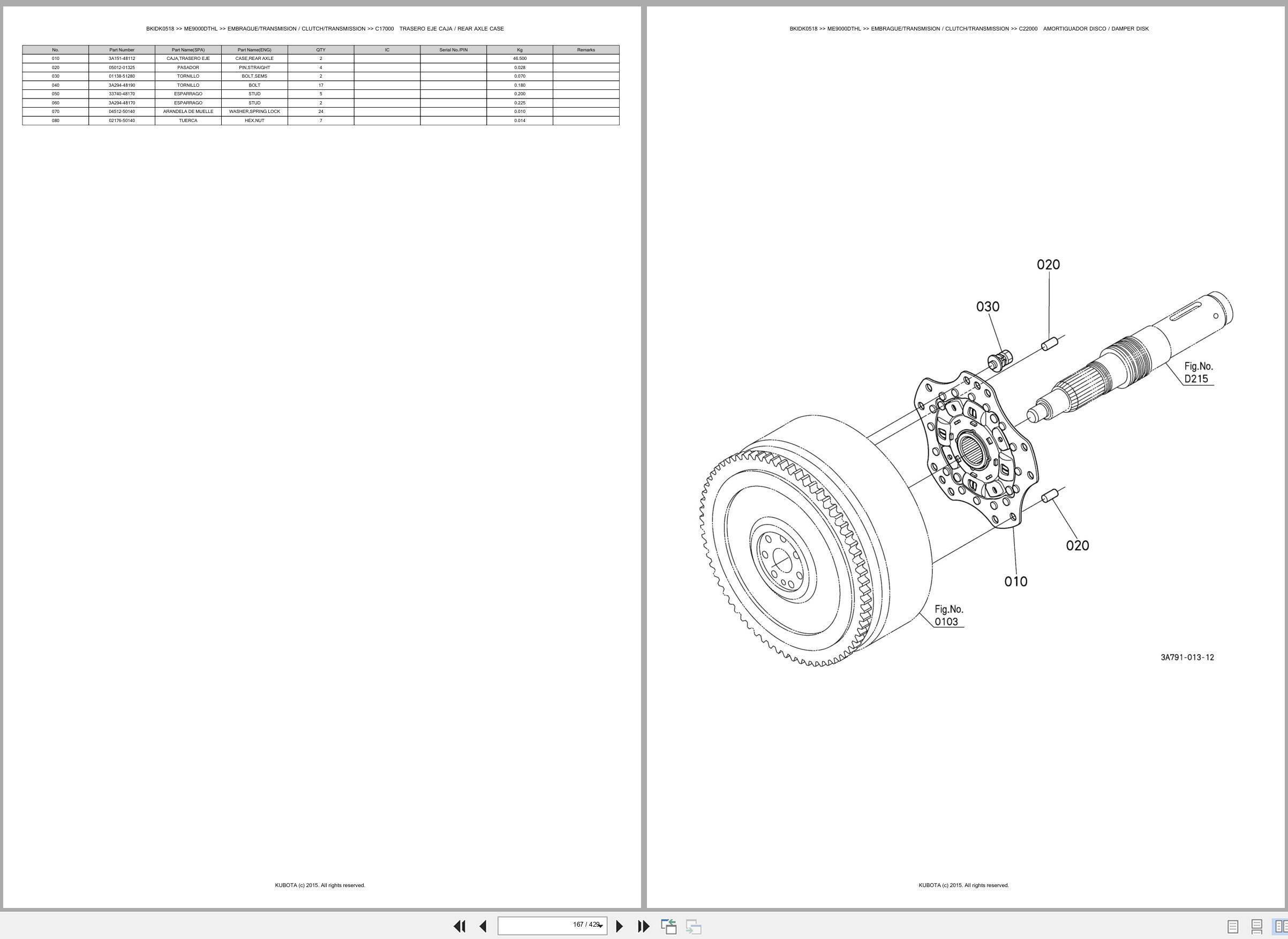 Kubota Tractor ME9000DTHL Spare Parts Catalog EN ES (2)