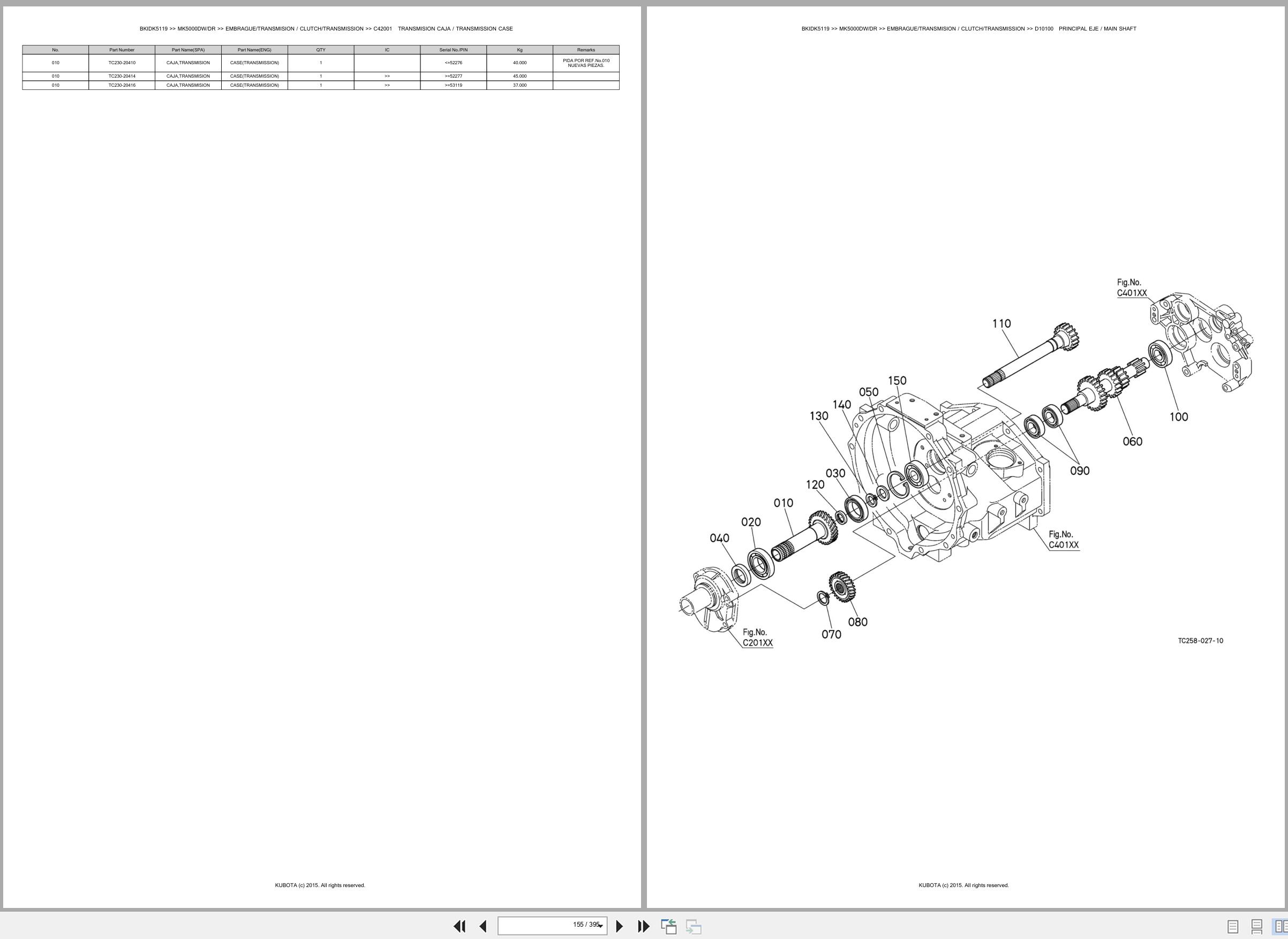 Kubota Tractor MK5000DW DR Spare Parts Catalog EN ES (2)