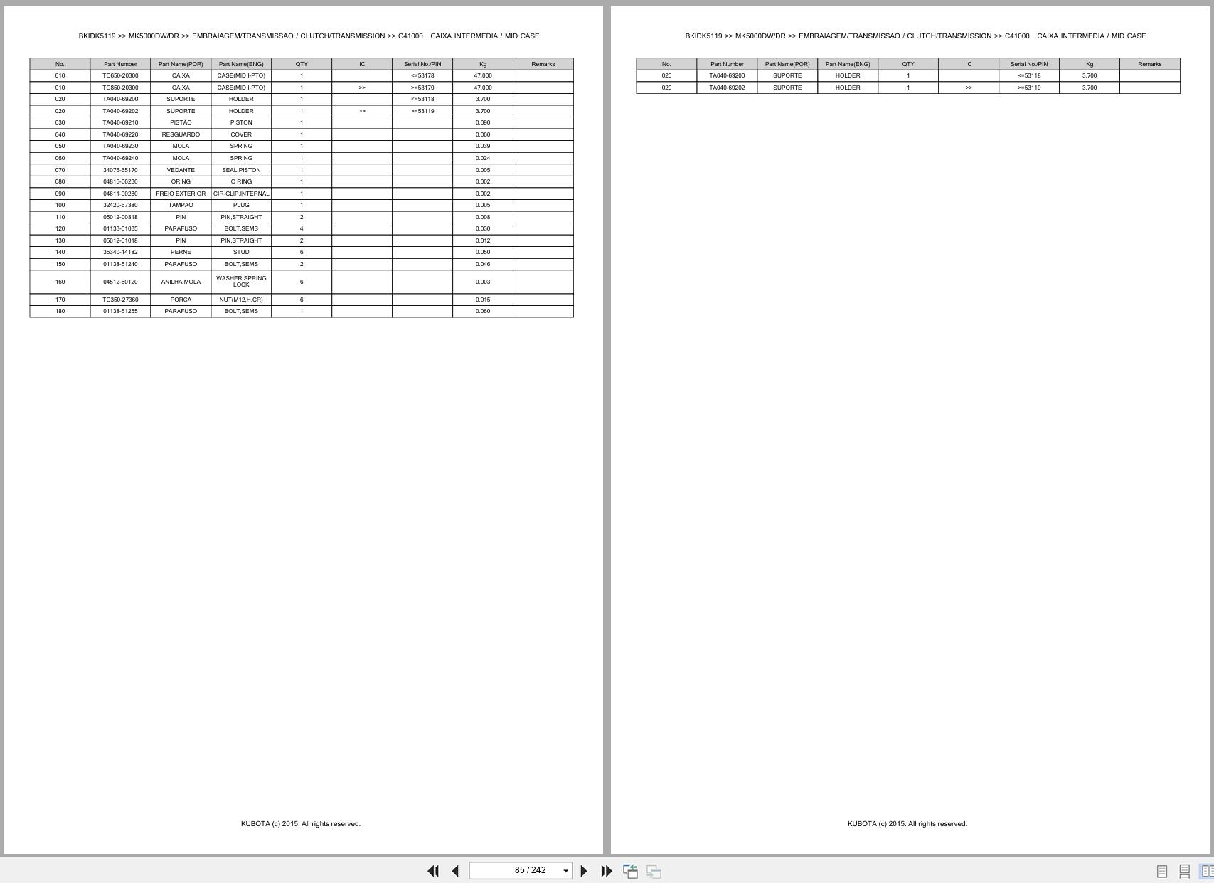 Kubota Tractor MK5000DW MK5000DR Spare Parts Catalog EN PT (2)