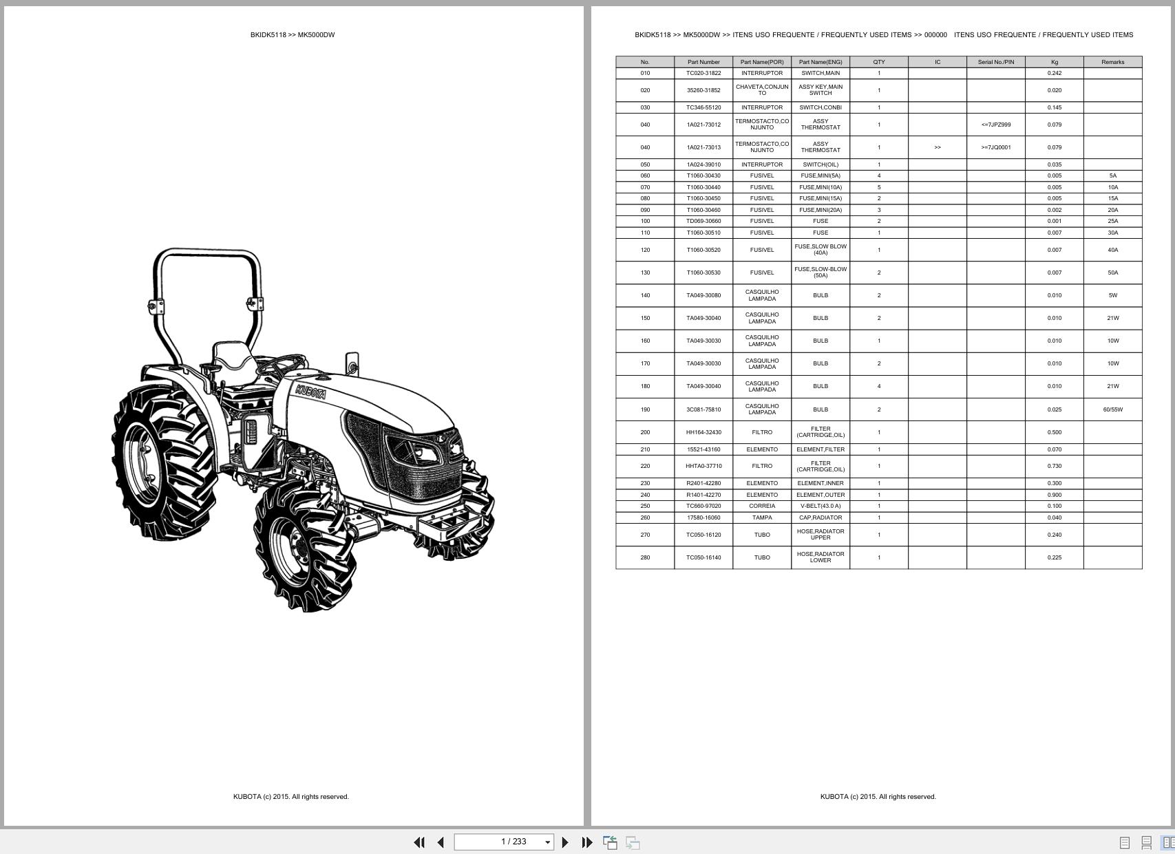 Kubota Tractor MK5000DW Spare Parts Catalog EN PT (1)