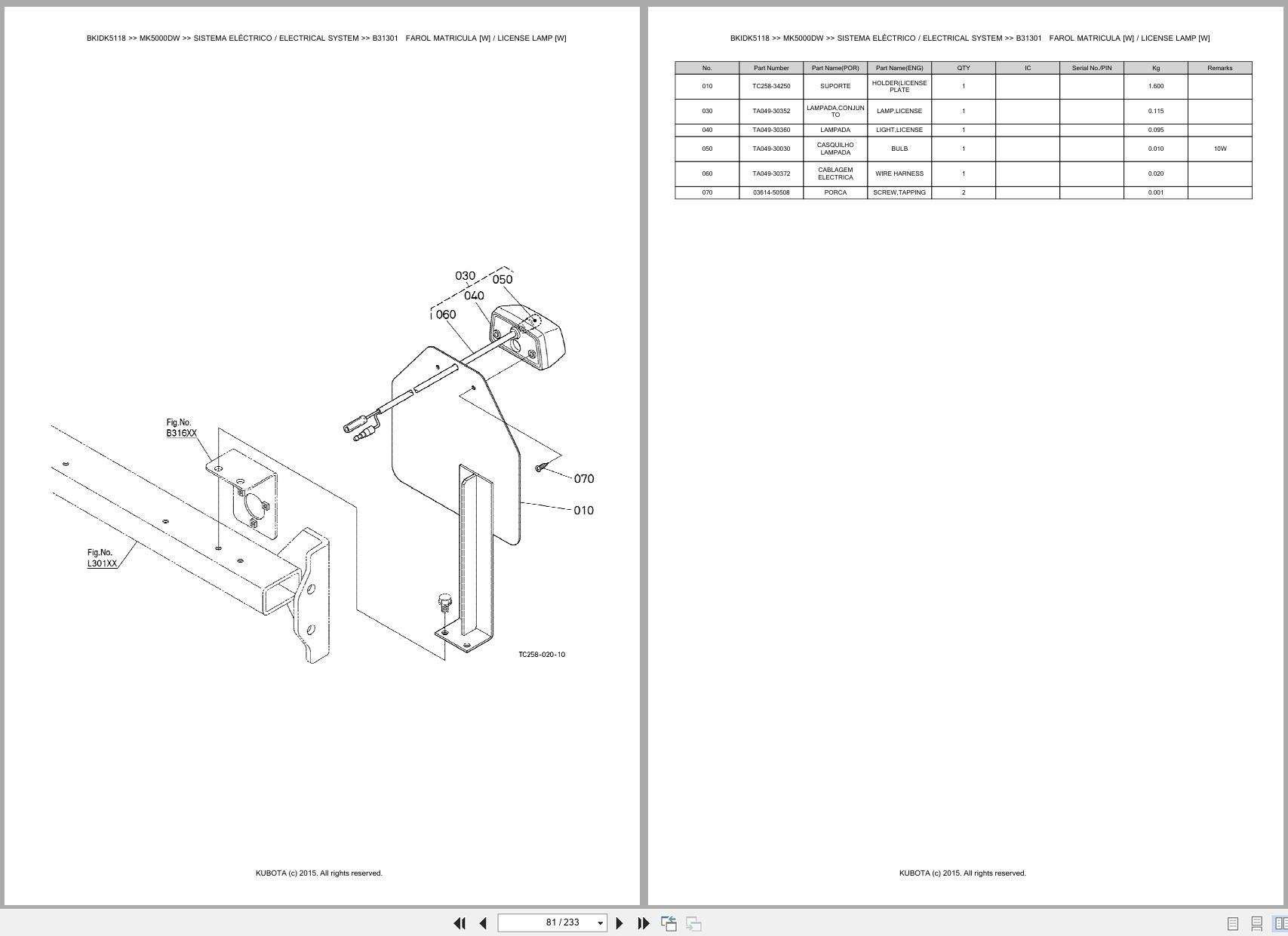 Kubota Tractor MK5000DW Spare Parts Catalog EN PT (2)