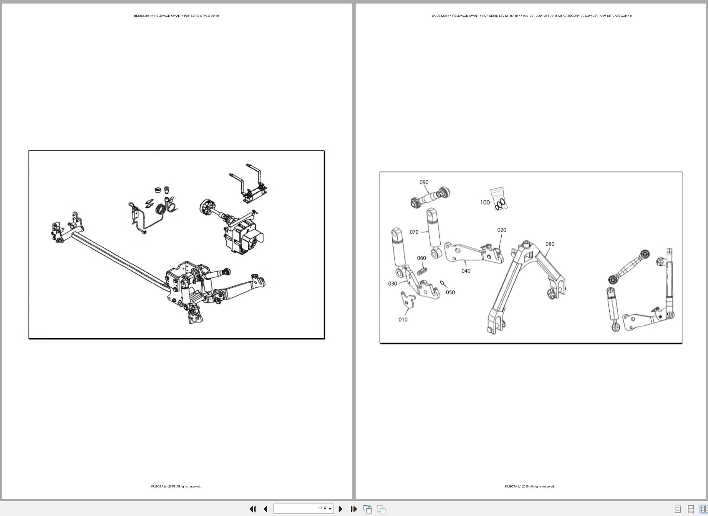 Kubota Tractor Relevage Avant Series STV32 STV36 STV40 Spare Parts Catalog EN ES (1)