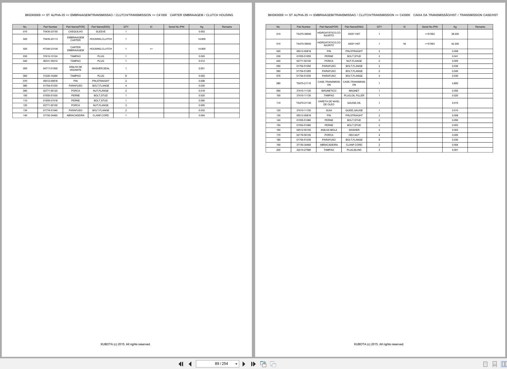 Kubota Tractor ST ALPHA 35 Spare Parts Catalog EN PT (2)