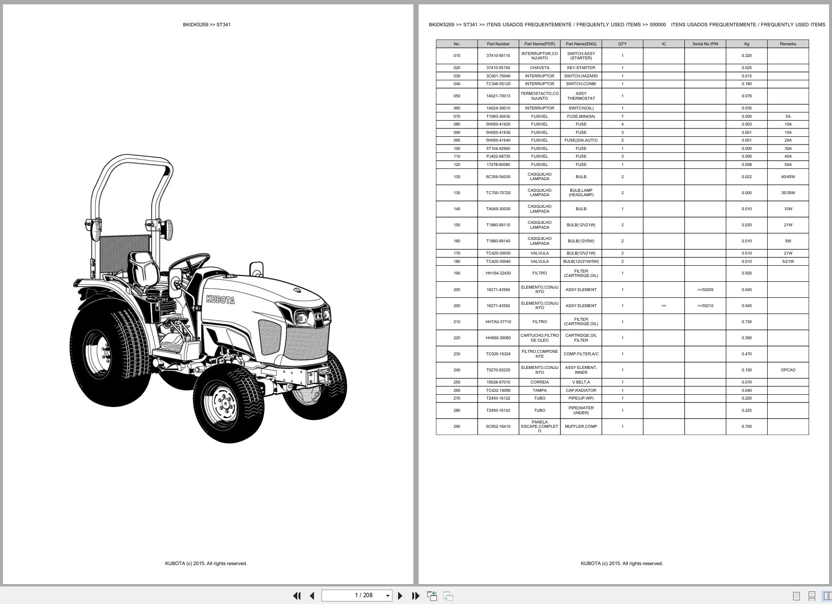 Kubota Tractor ST341 Spare Parts Catalog EN PT (1)
