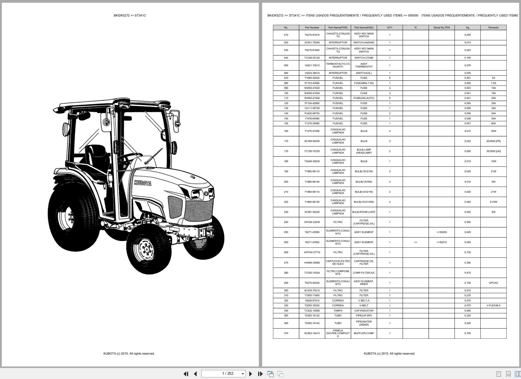 Kubota Tractor ST341C Spare Parts Catalog EN PT (1)