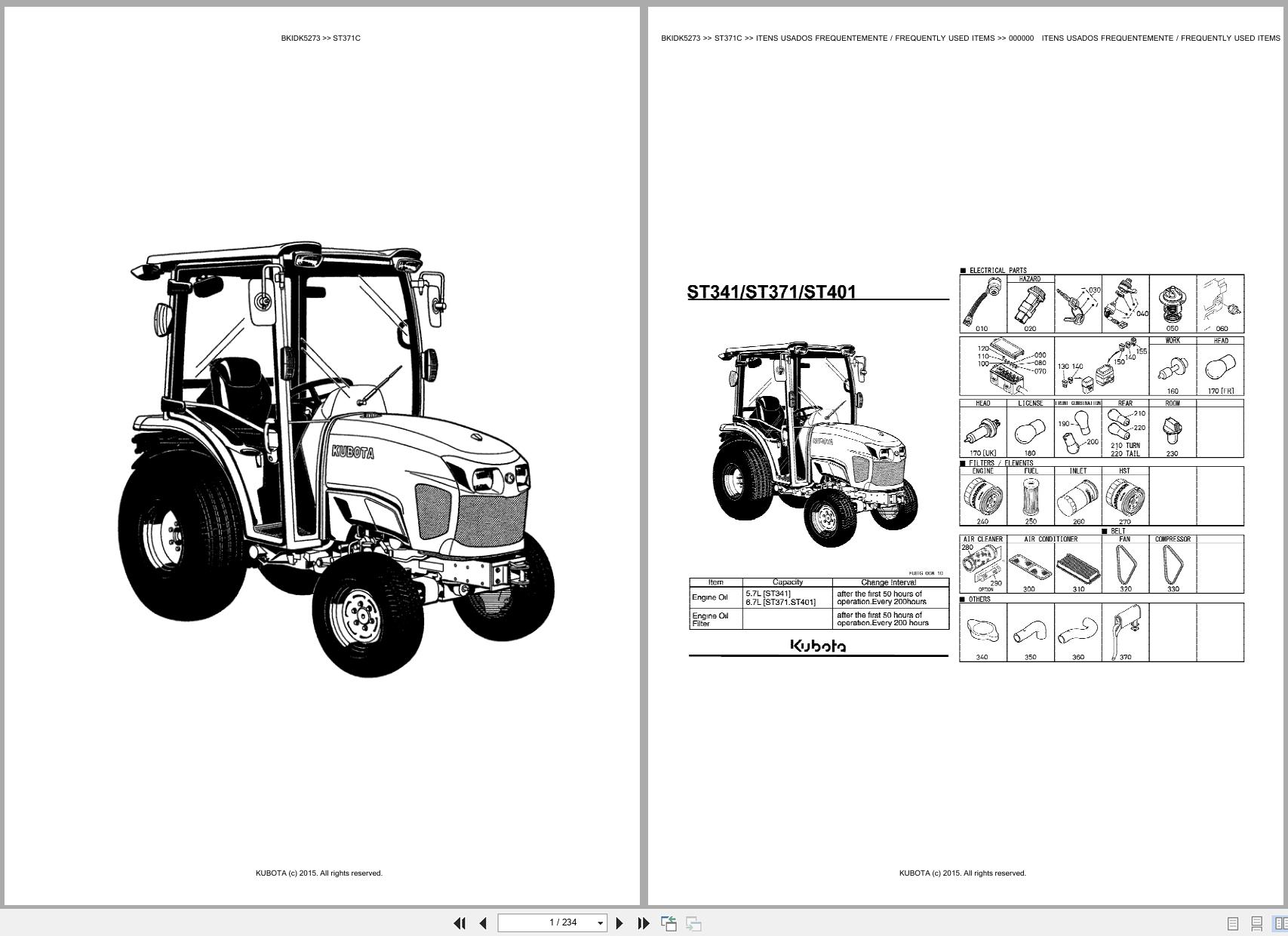 Kubota Tractor ST371C Spare Parts Catalog EN PT (1)