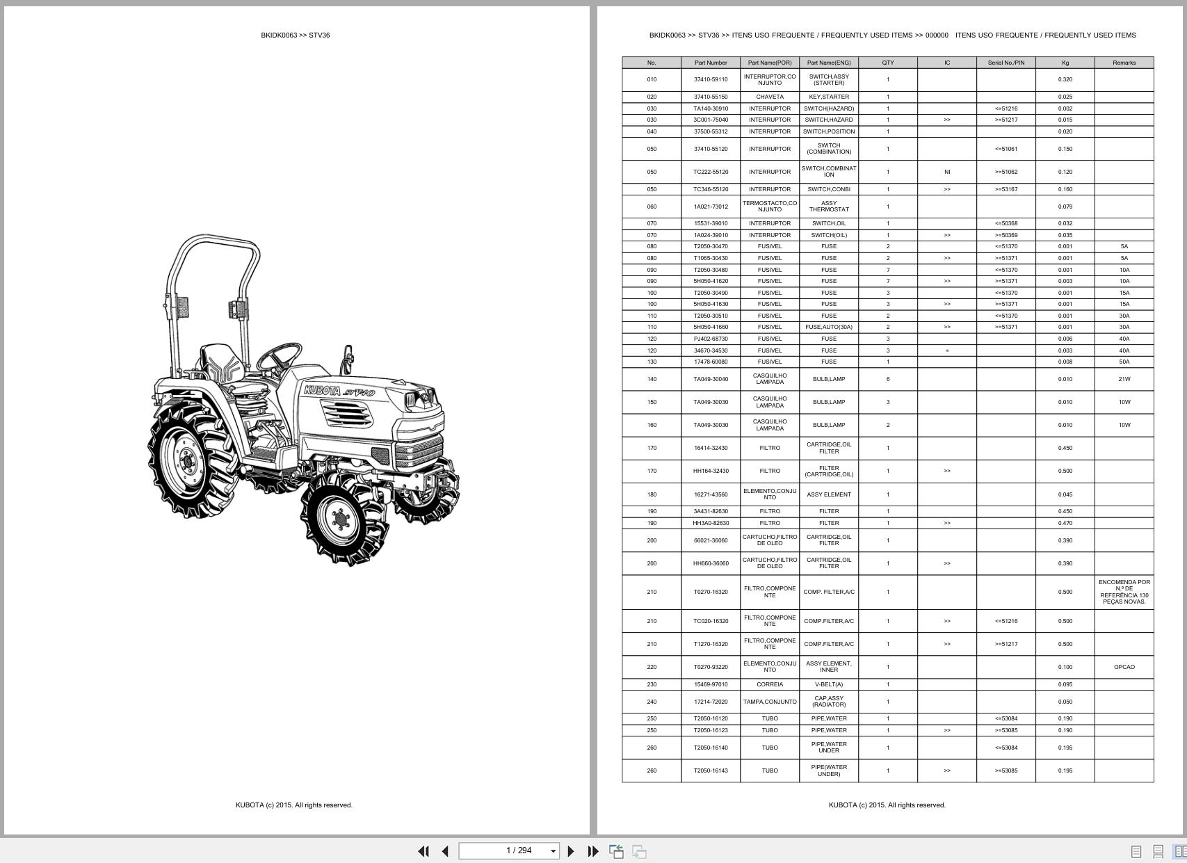 Kubota Tractor STV36 Spare Parts Catalog EN PT (1)