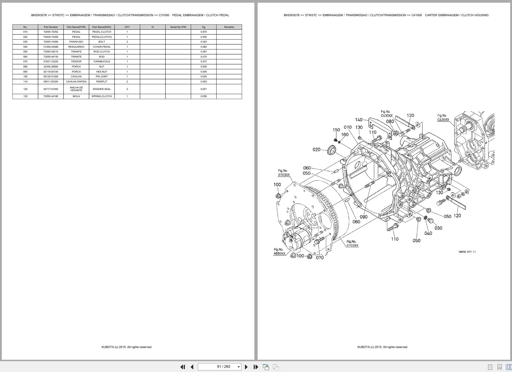 Kubota Tractor STW37C Spare Parts Catalog EN PT (2)