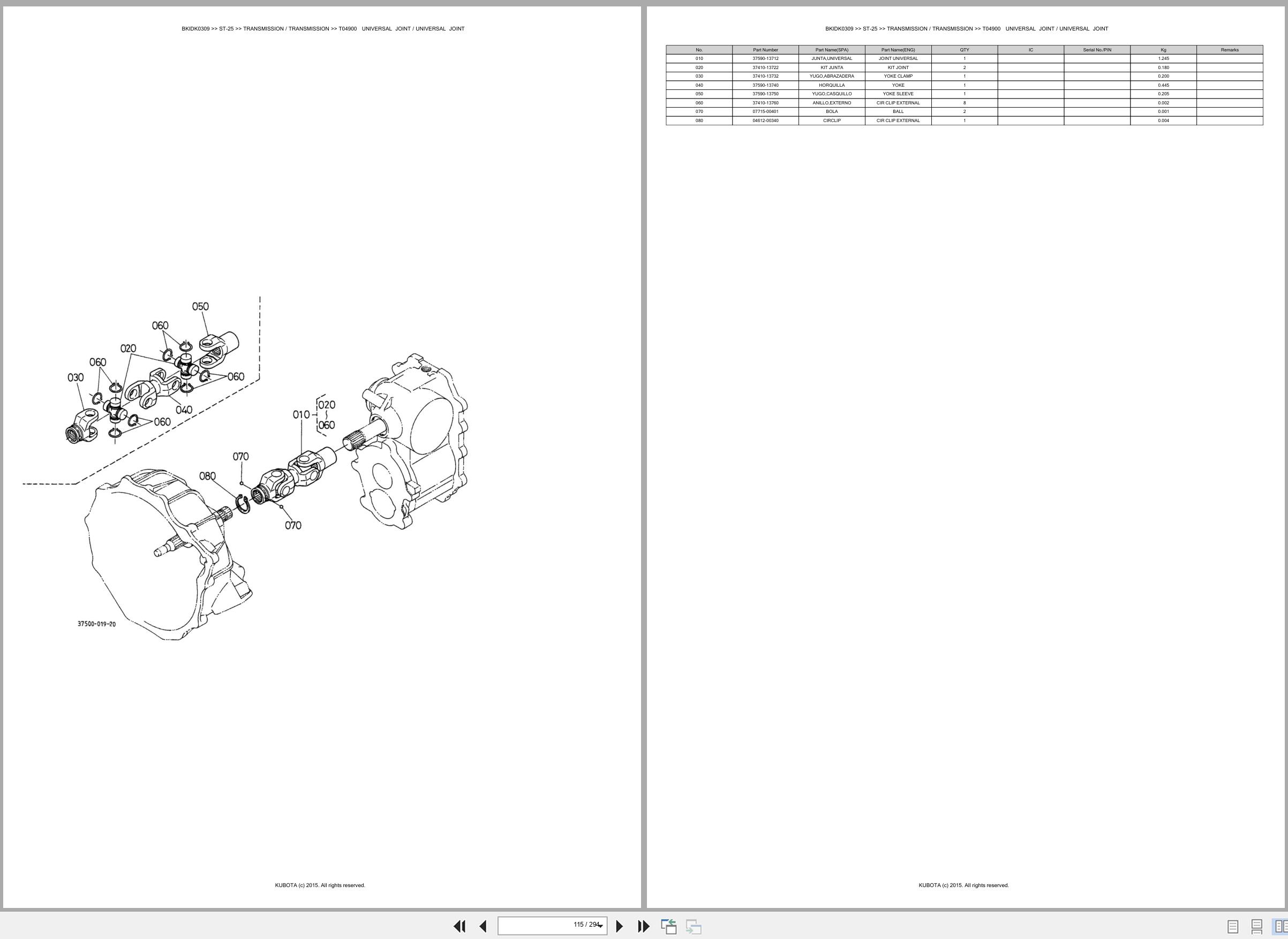 Kubota Tractors ST 25 Spare Parts Catalog EN ES (2)