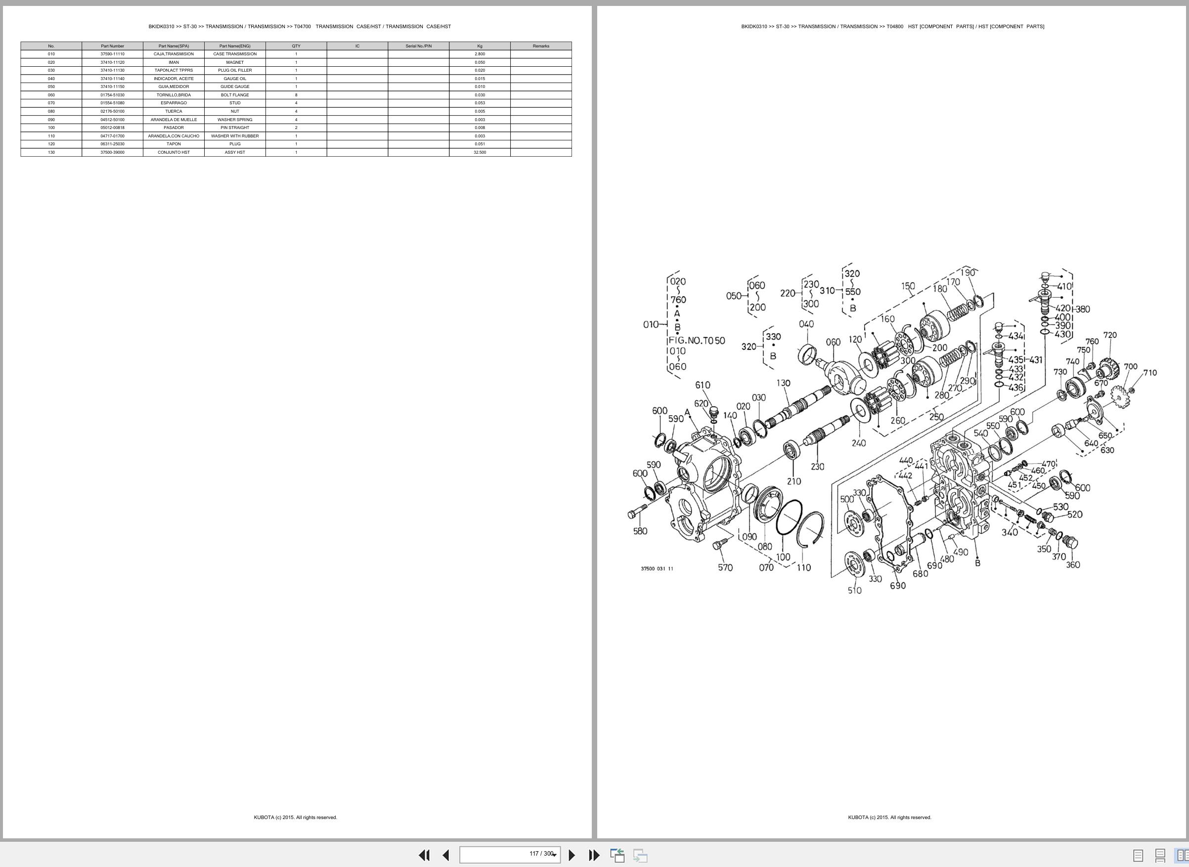 Kubota Tractors ST 30 Spare Parts Catalog EN ES (2)