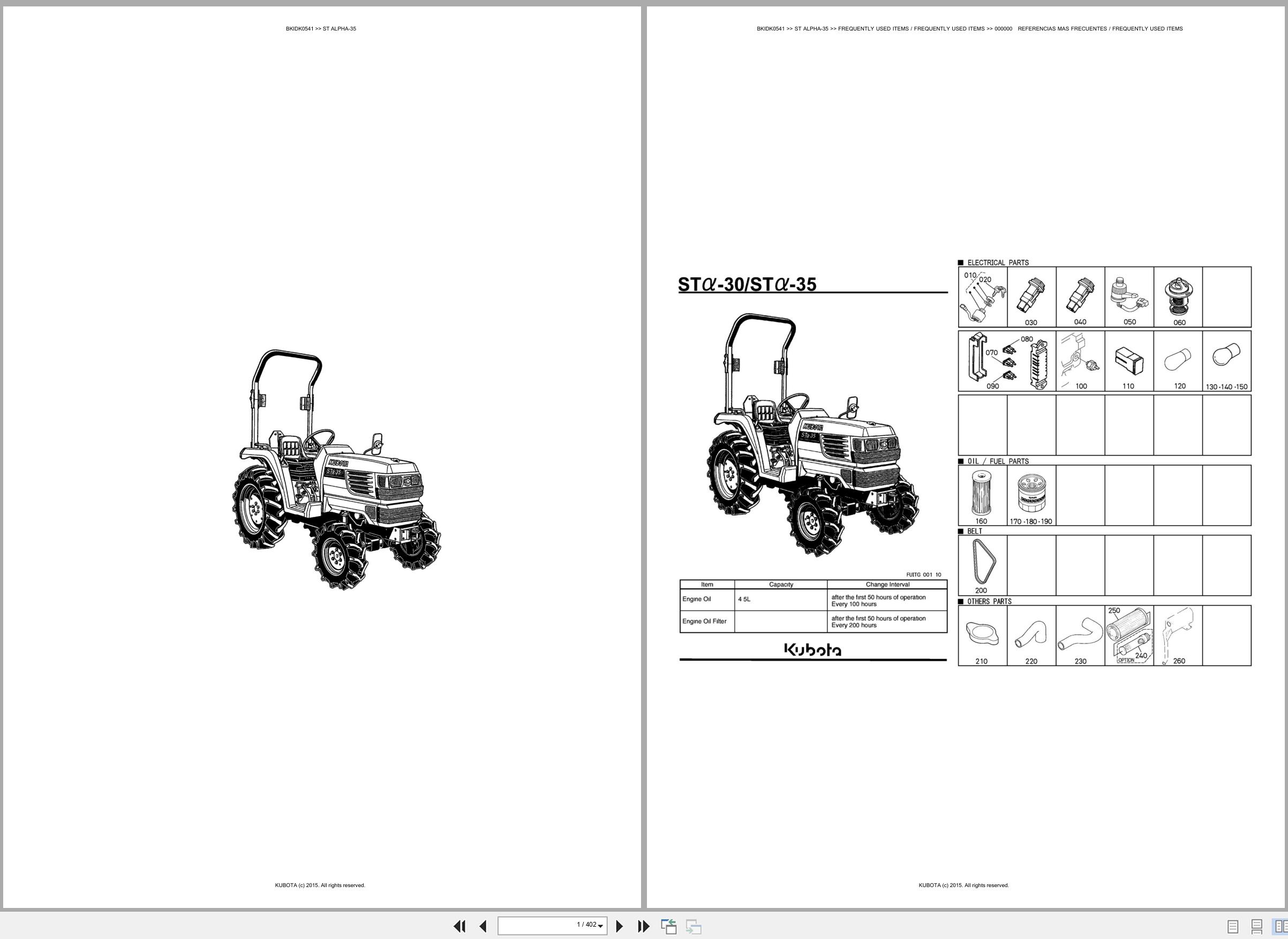Kubota Tractors ST ALPHA 35 Spare Parts Catalog EN ES (1)