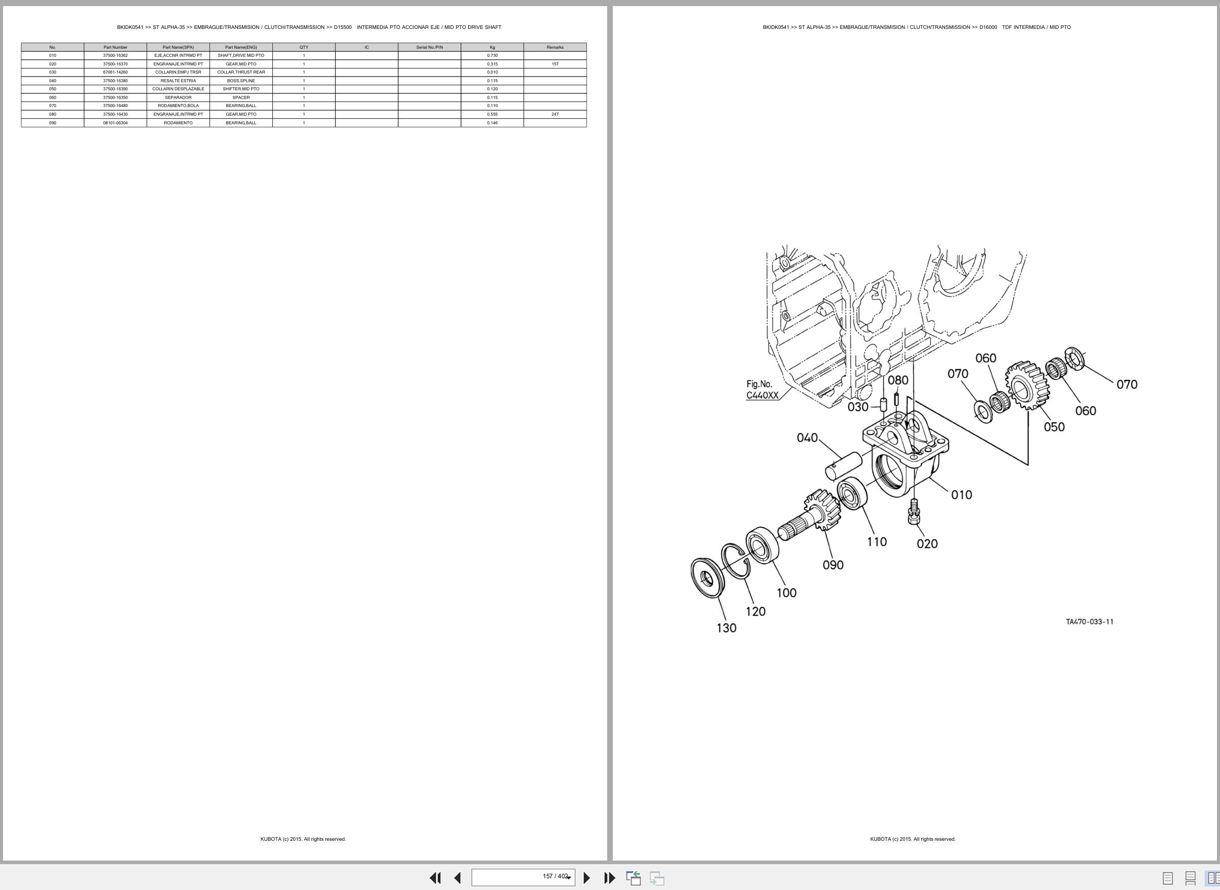 Kubota Tractors ST ALPHA 35 Spare Parts Catalog EN ES (2)