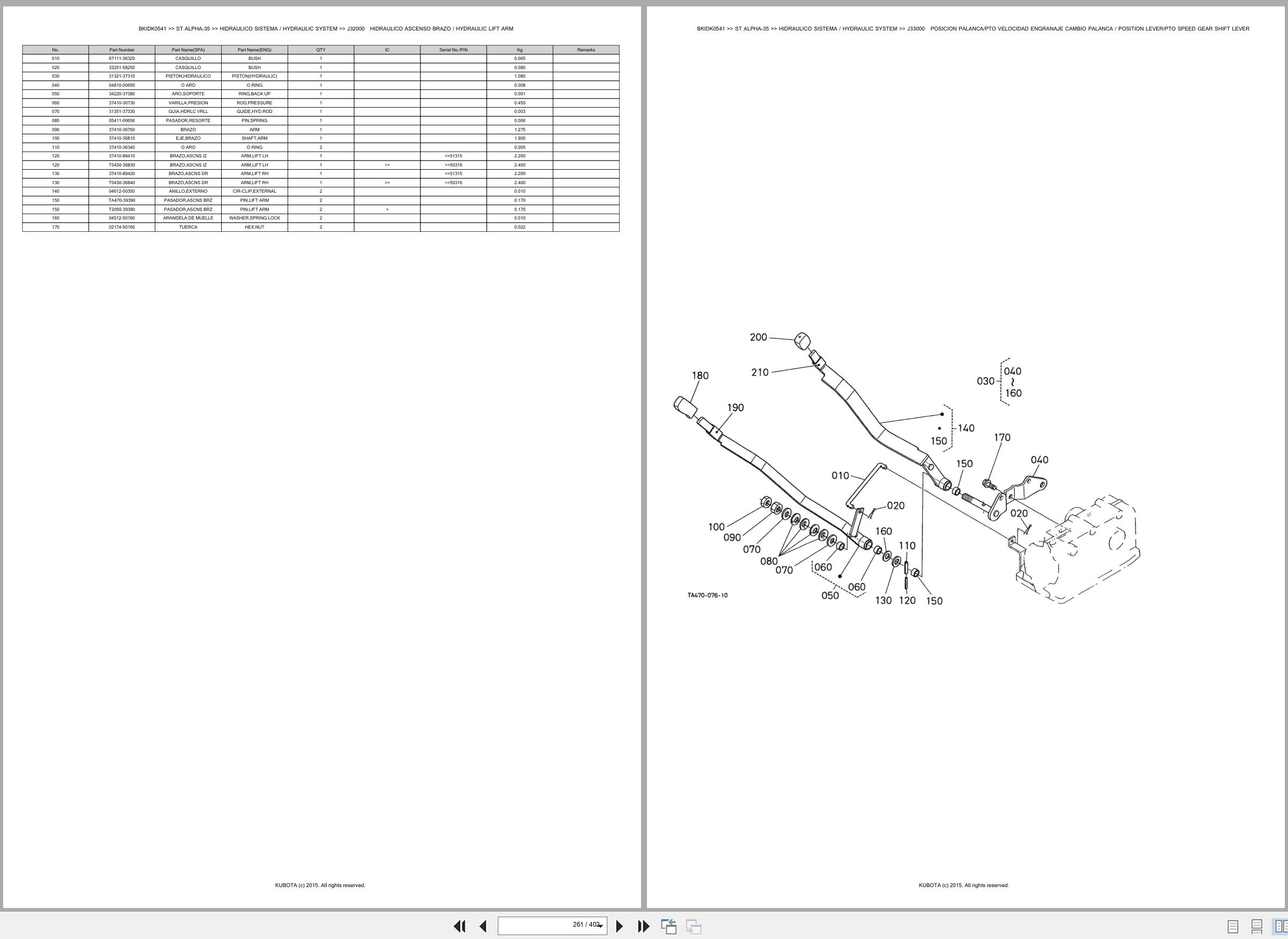 Kubota Tractors ST ALPHA 35 Spare Parts Catalog EN ES (3)