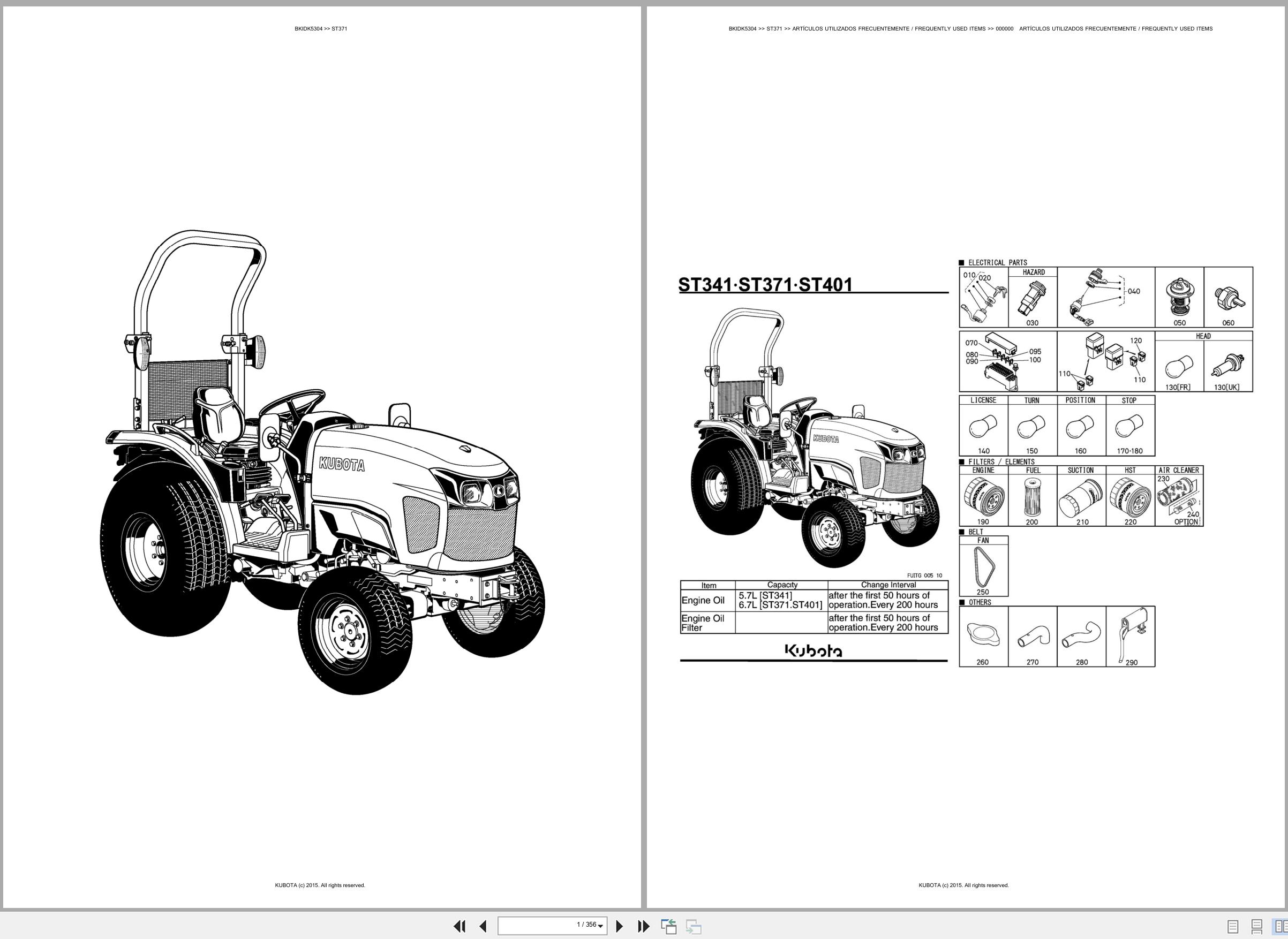 Kubota Tractors ST371 Spare Parts Catalog EN ES (1)