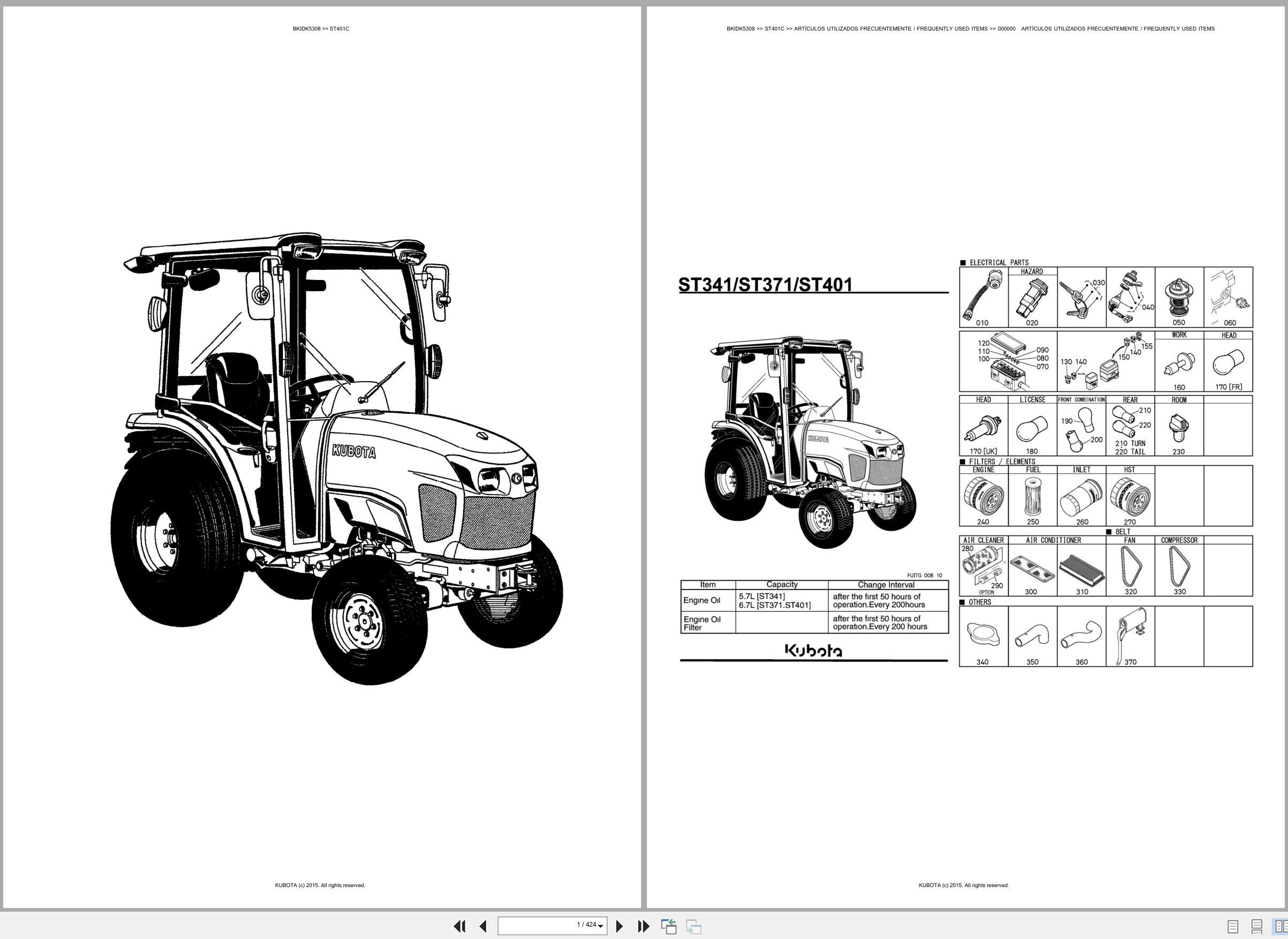 Kubota Tractors ST401C Spare Parts Catalog EN ES (1)