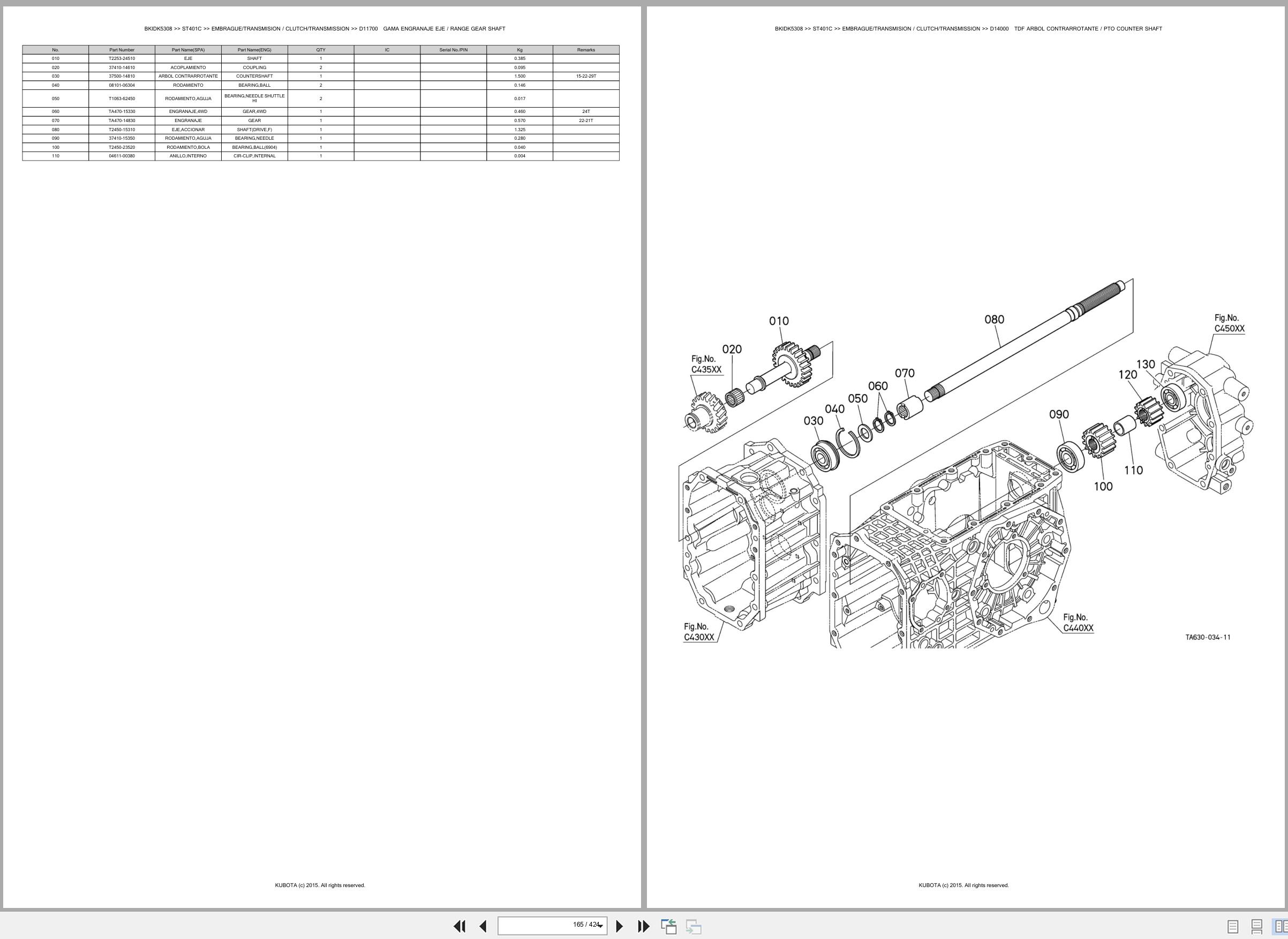 Kubota Tractors ST401C Spare Parts Catalog EN ES (2)