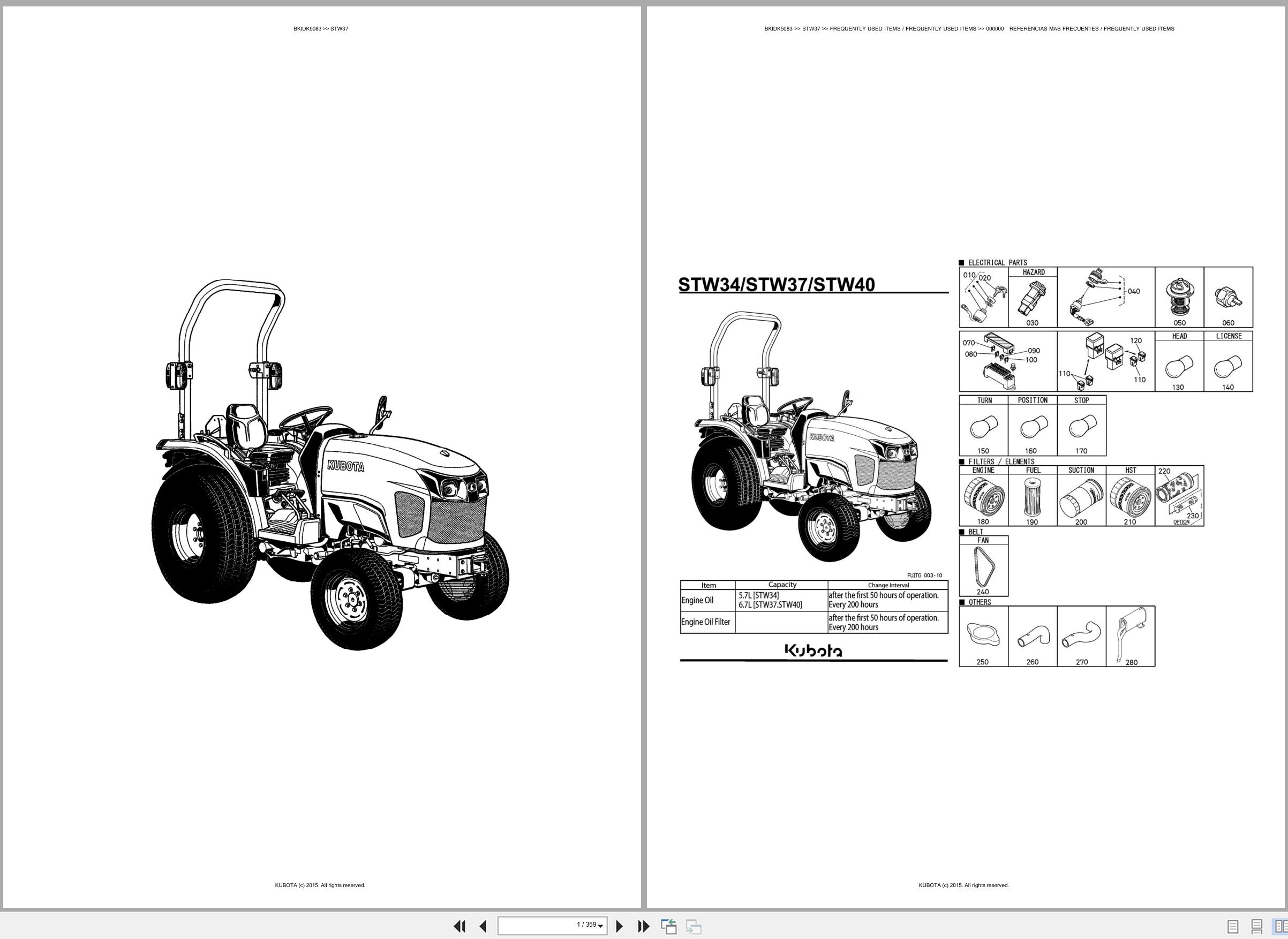 Kubota Tractors STW37 Spare Parts Catalog EN ES (1)