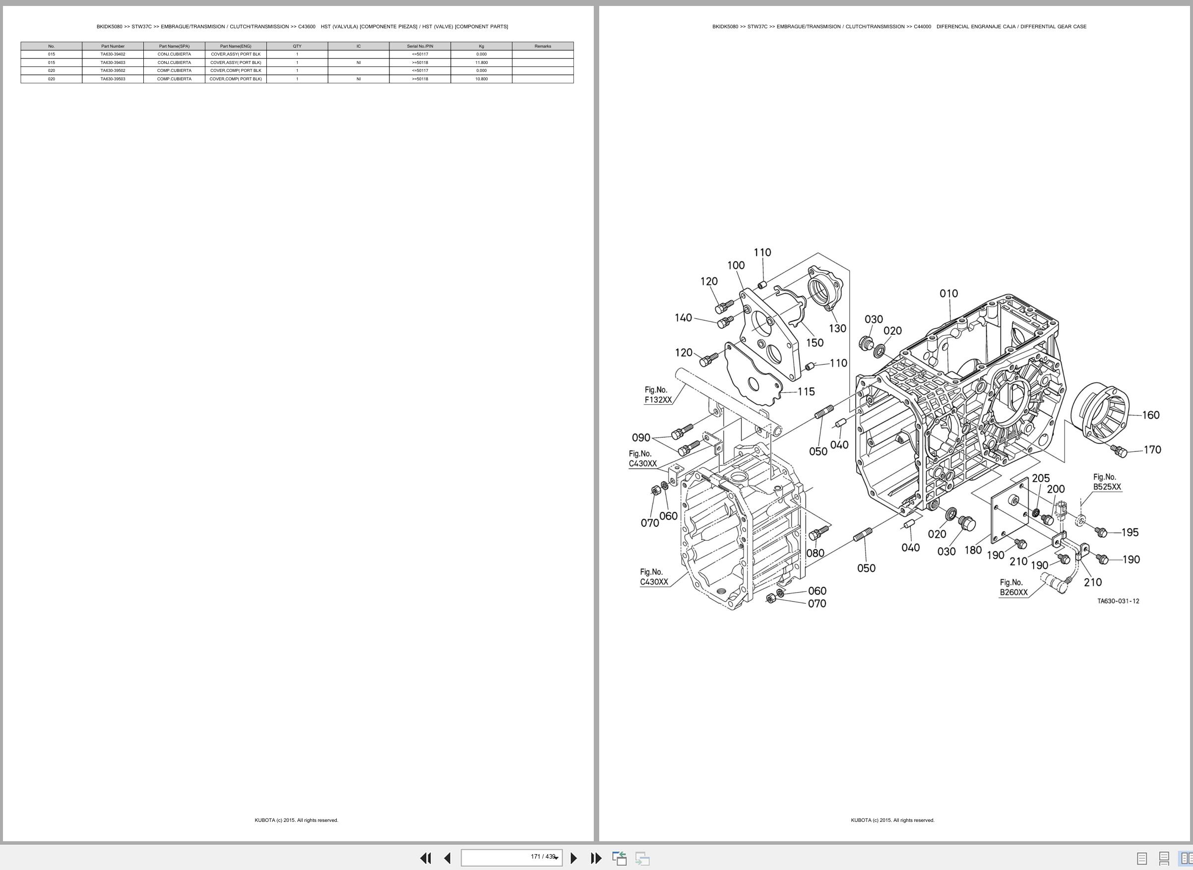 Kubota Tractors STW37C Spare Parts Catalog EN ES (2)