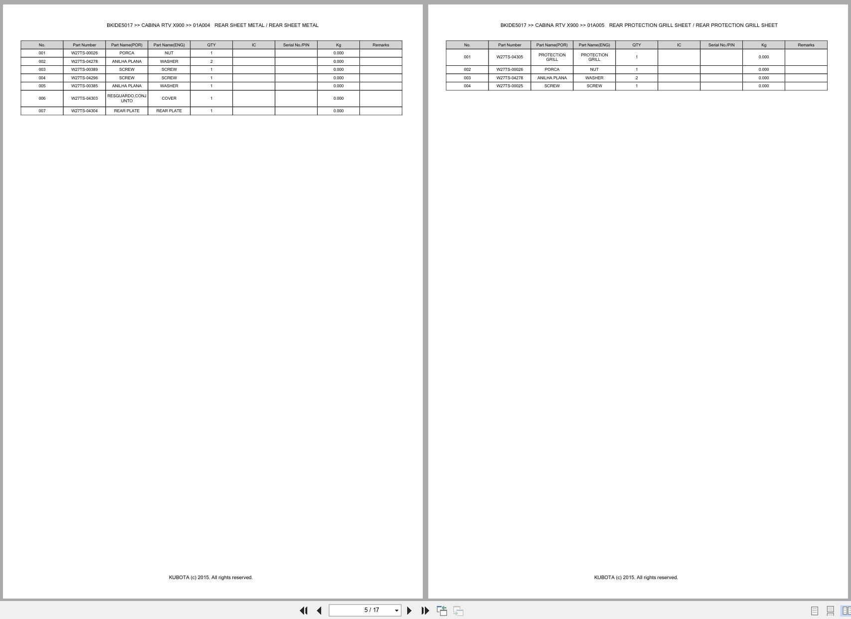 Kubota Utility Vehicle CABINA RTV X900 Spare Parts Catalog EN PT (2)