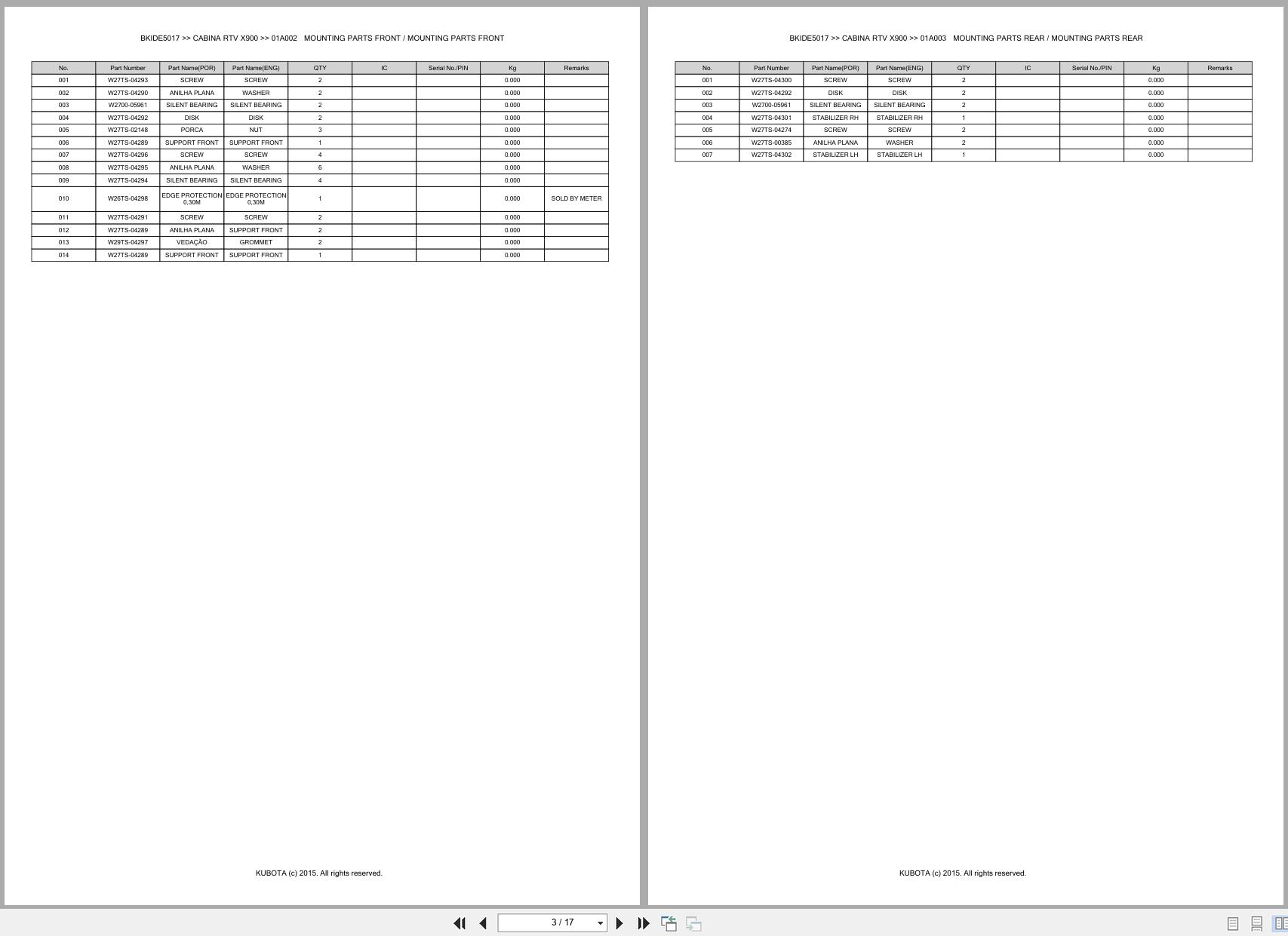 Kubota Utility Vehicle CABINA RTV X900 Spare Parts Catalog EN PT (3)