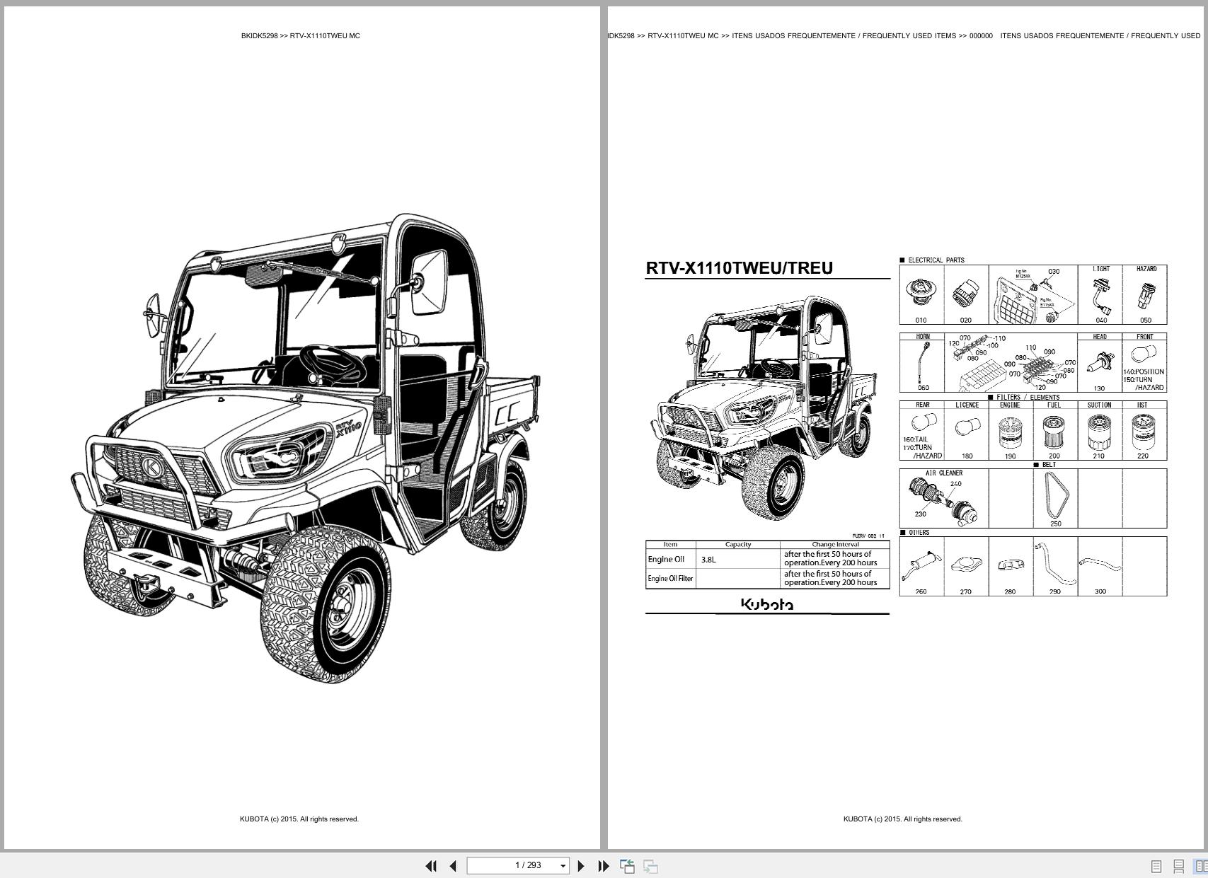 Kubota Utility Vehicle RTV X1110TWEU MC Spare Parts Catalog EN PT (1)