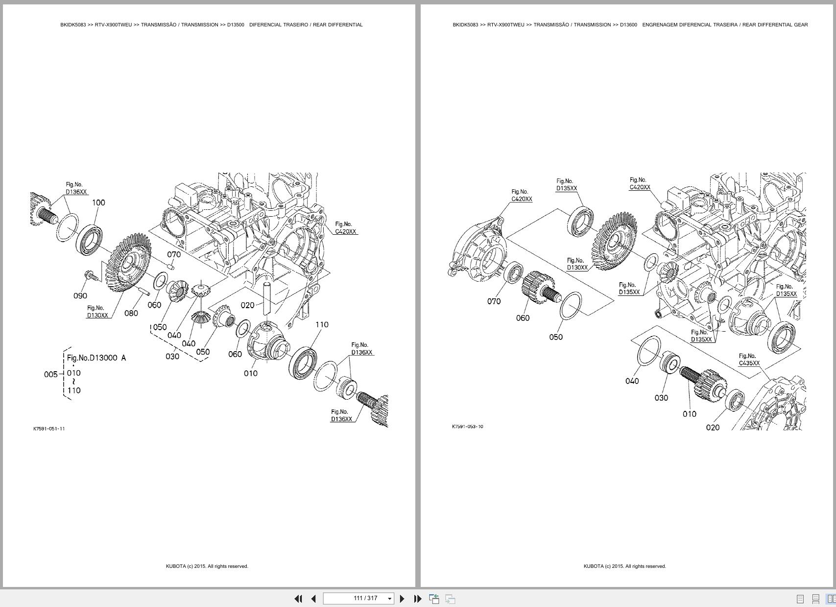 Kubota Utility Vehicle RTV X900TWEU Spare Parts Catalog EN PT (2)