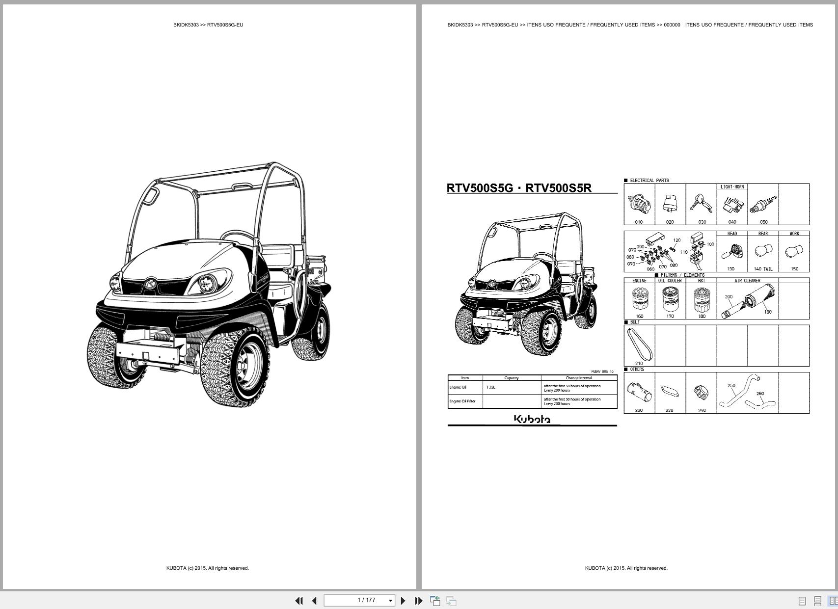 Kubota Utility Vehicle RTV500S5G EU Spare Parts Catalog EN PT (1)