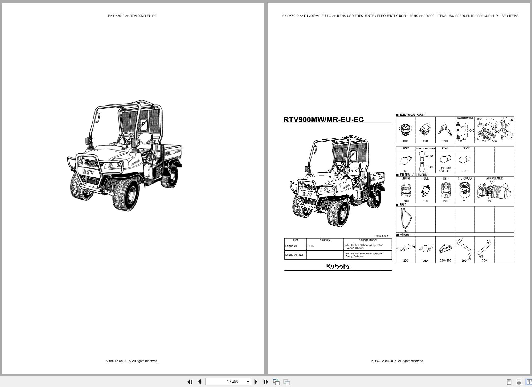 Kubota Utility Vehicle RTV900MR EU EC Spare Parts Catalog EN PT (1)