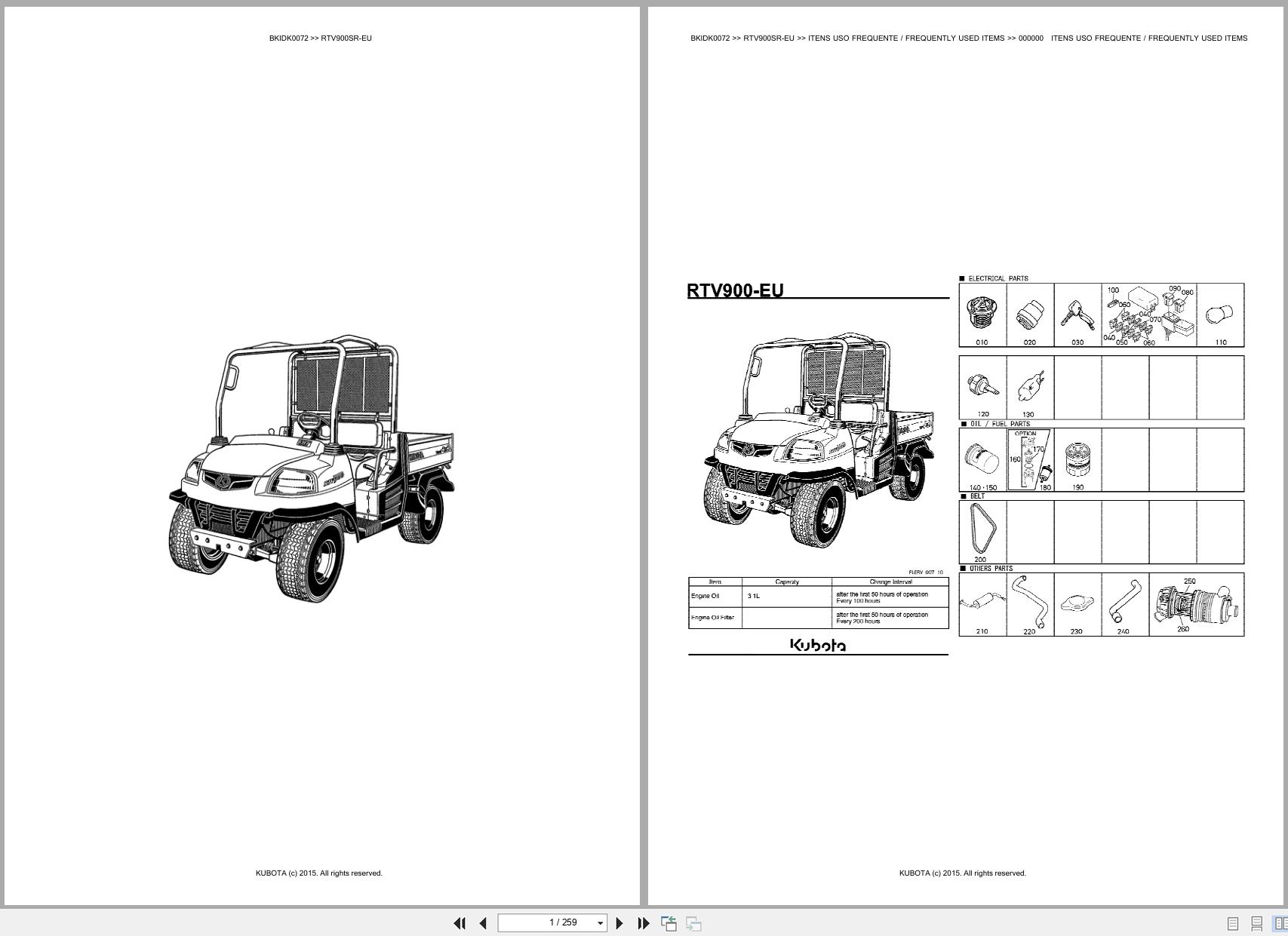 Kubota Utility Vehicle RTV900SR EU Spare Parts Catalog EN PT (1)